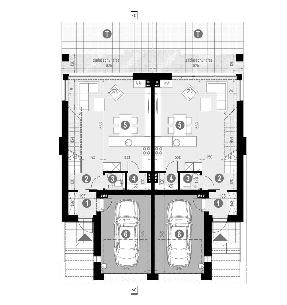 Projekt domu z dachem dwuspadowym homekoncept 61 d - widok parteru.