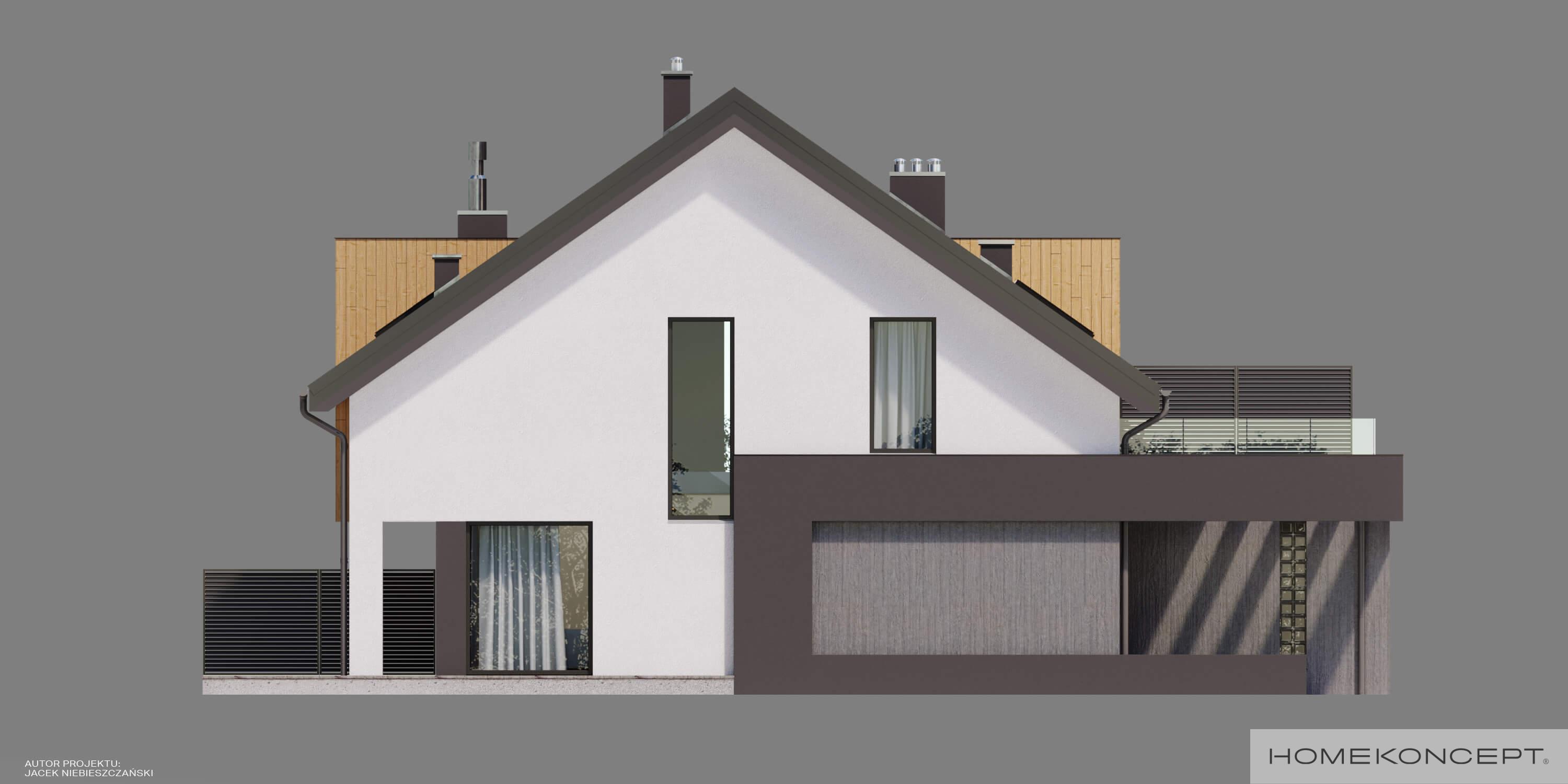 Projekt domu dla dewelopera homekoncept 61 d  - widok elewacji bocznej.