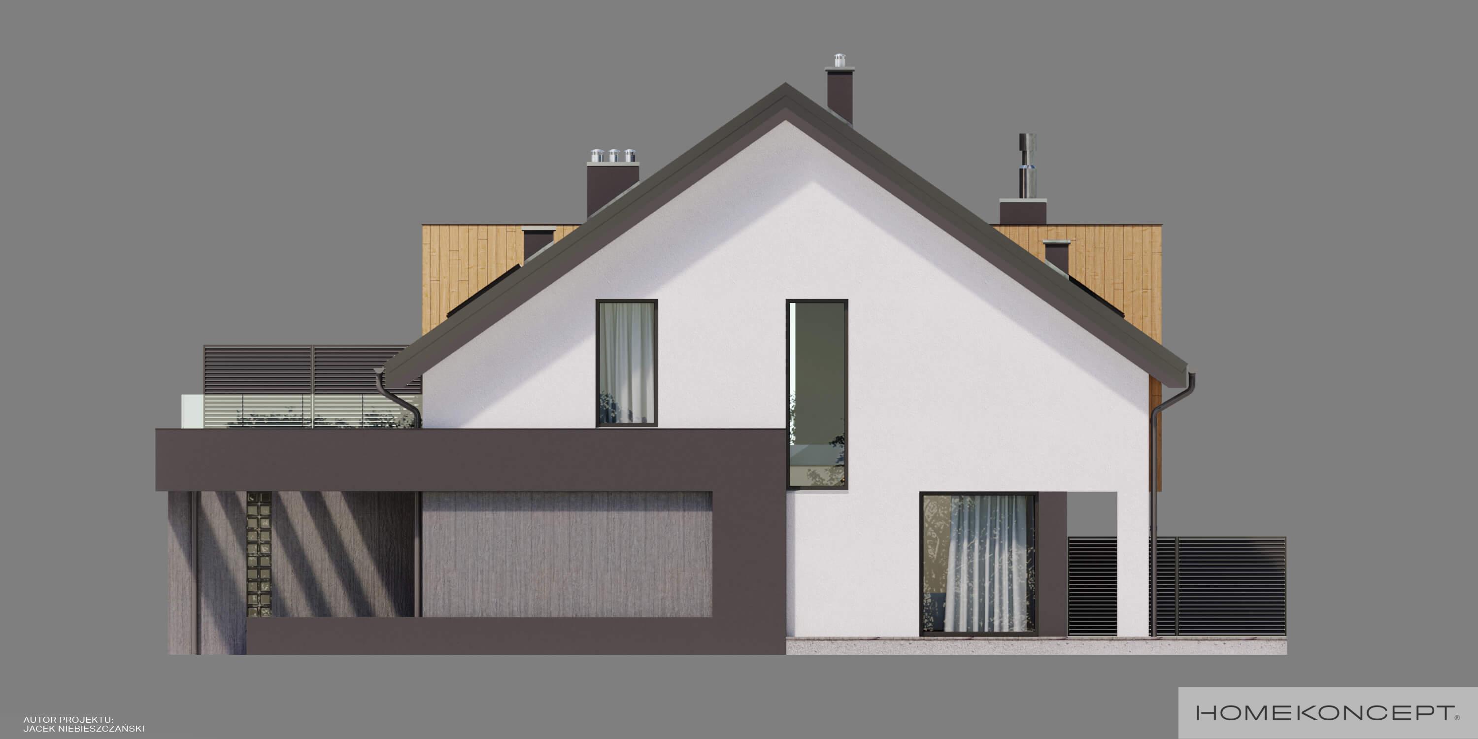Projekt domu dla dewelopera homekoncept 61 d  - widok ściany bocznej.