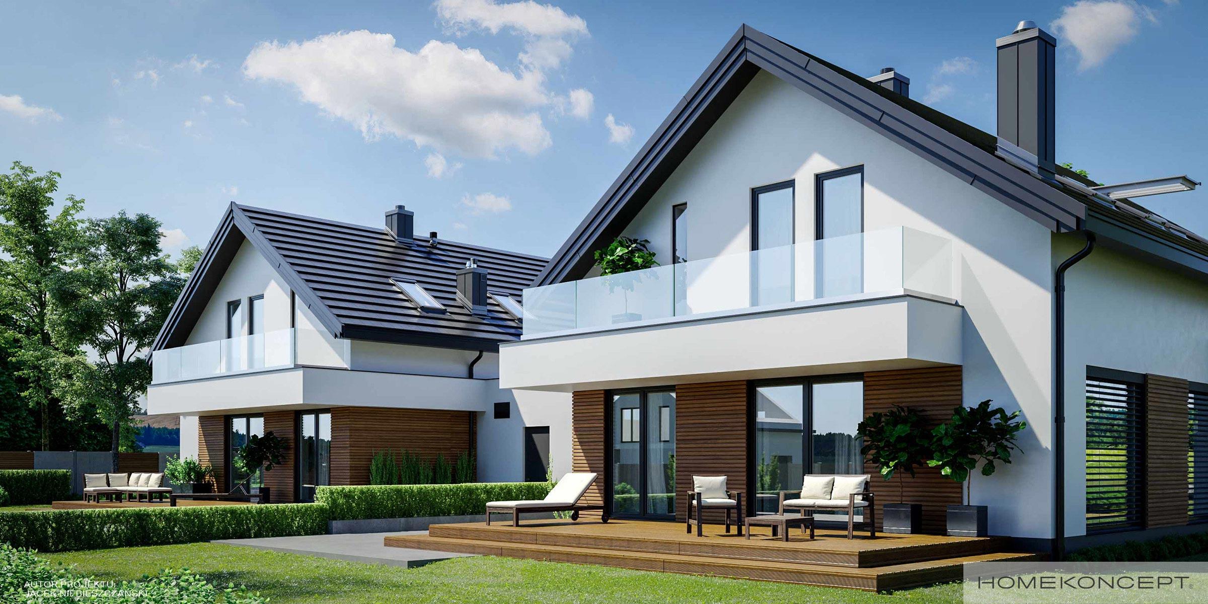 Projekty domów bliźniazych homekoncept 72 d - widok tarasu.