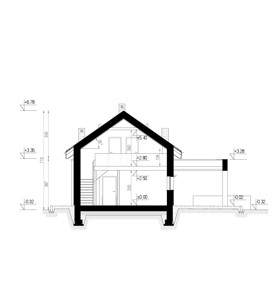 Przekrój projektu domu HOMEKONCEPT 66 A