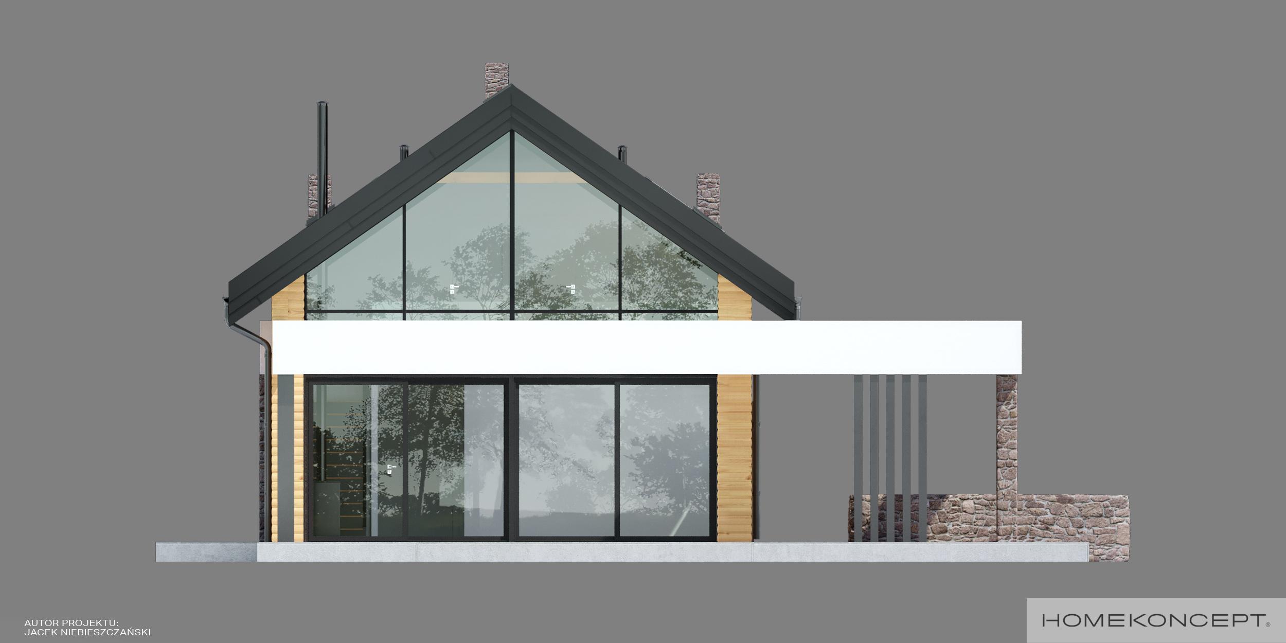 Elewacja ogrodowa w nowoczesnym projekcie domu HOMEKONCEPT 66 A