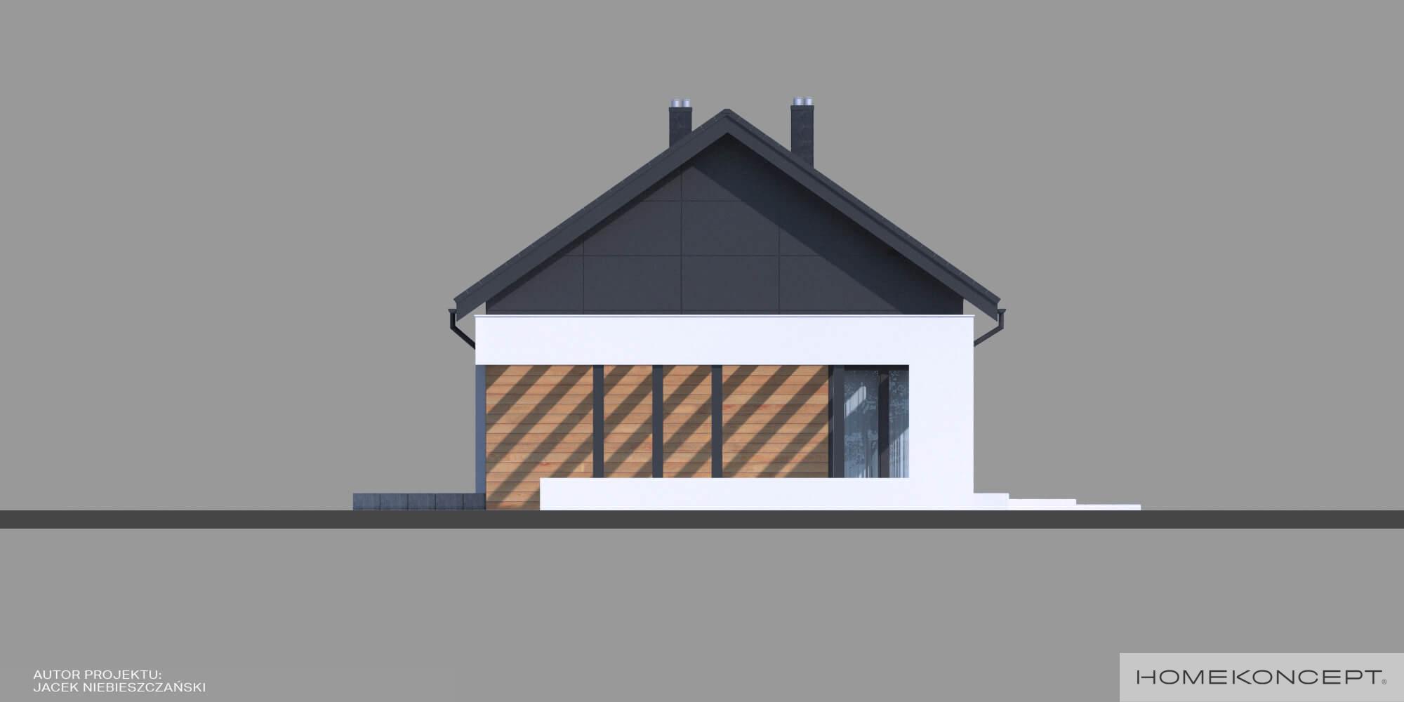 Projekt domu parterowego homekoncept 44 ytong - widok elewacji bocznej.