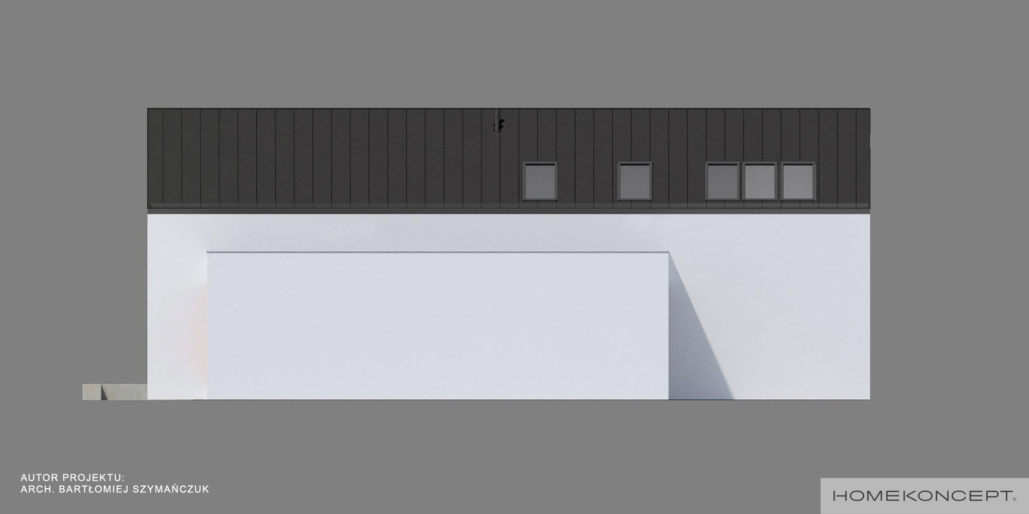 Projekt domu nowoczesnego homekoncept 89 g2 - widok elewacji bocznej z tynku silikonowego.