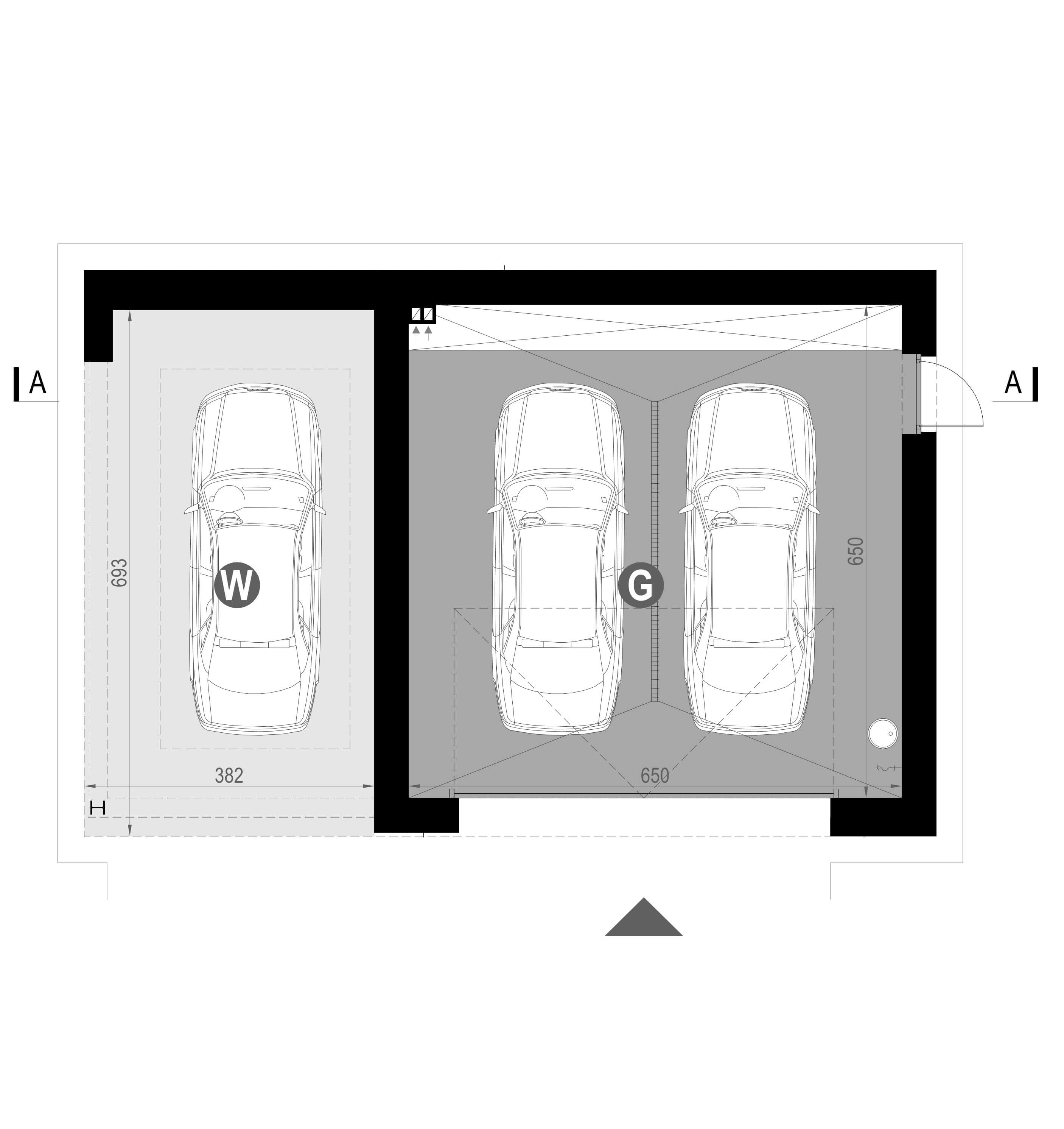Projekt garażu homekoncept g 08 - rzut powierzchni.