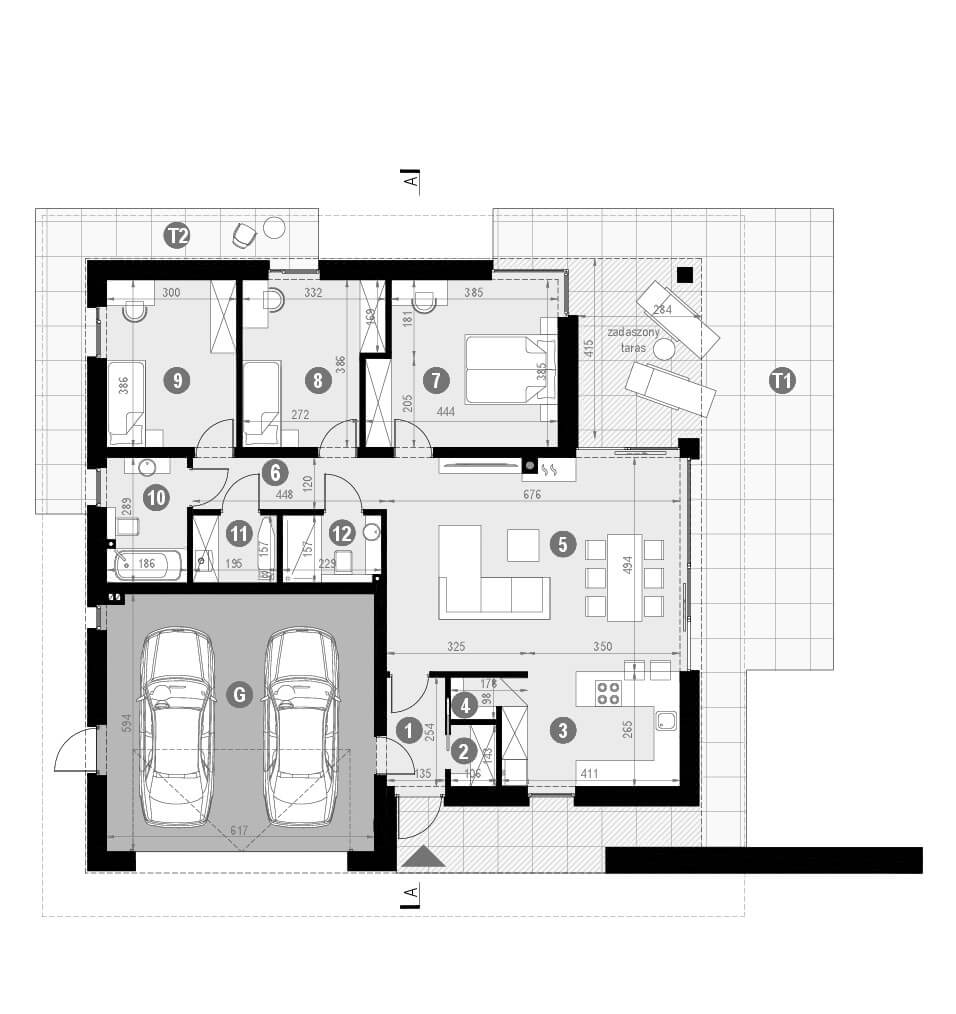 Projekt domu z tarasem homekoncept 97 g2 ytong - widok pomieszczeń parteru.