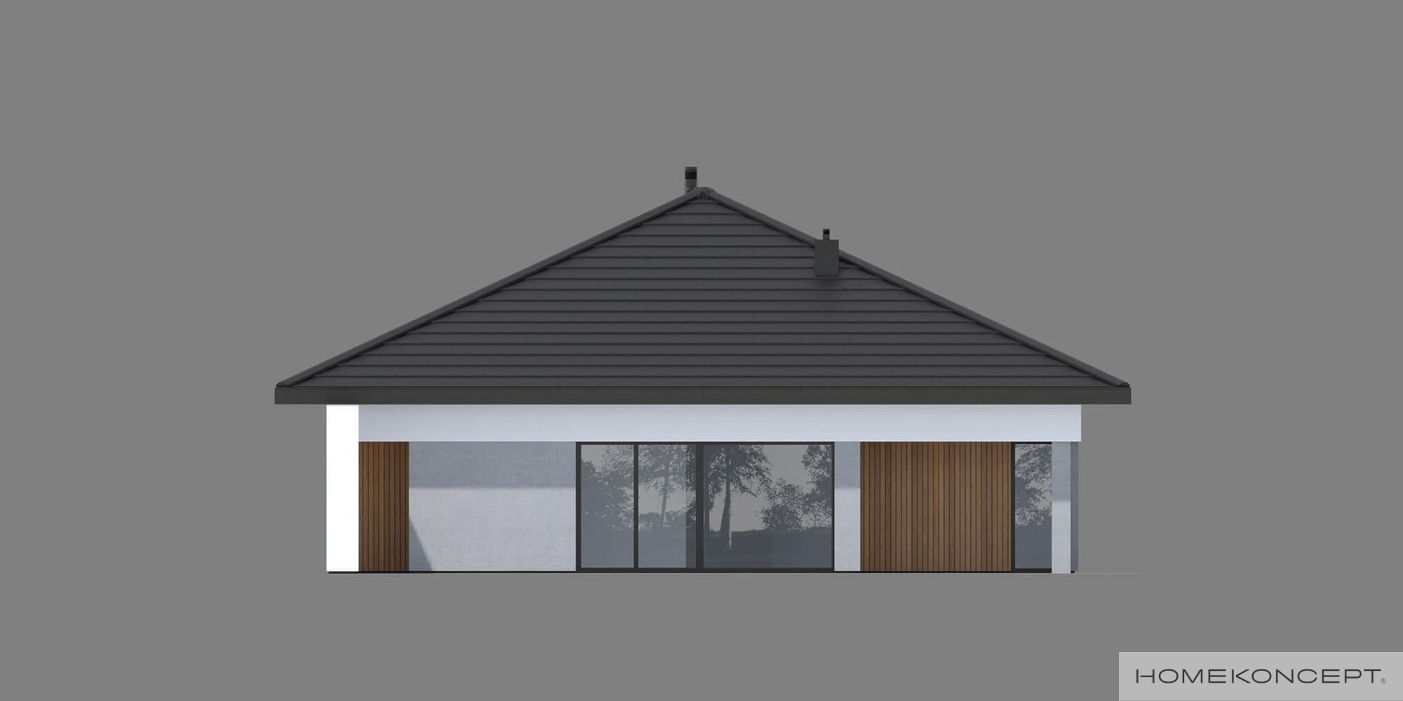 Projekt domu z garażem homekoncept 97 g2 ytong - widok ściany bocznej budynku parterowego.
