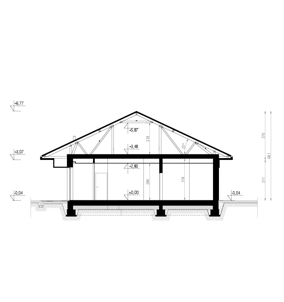 Projekt domu parterowego homekoncept 97 ytong - rzut przekroju.
