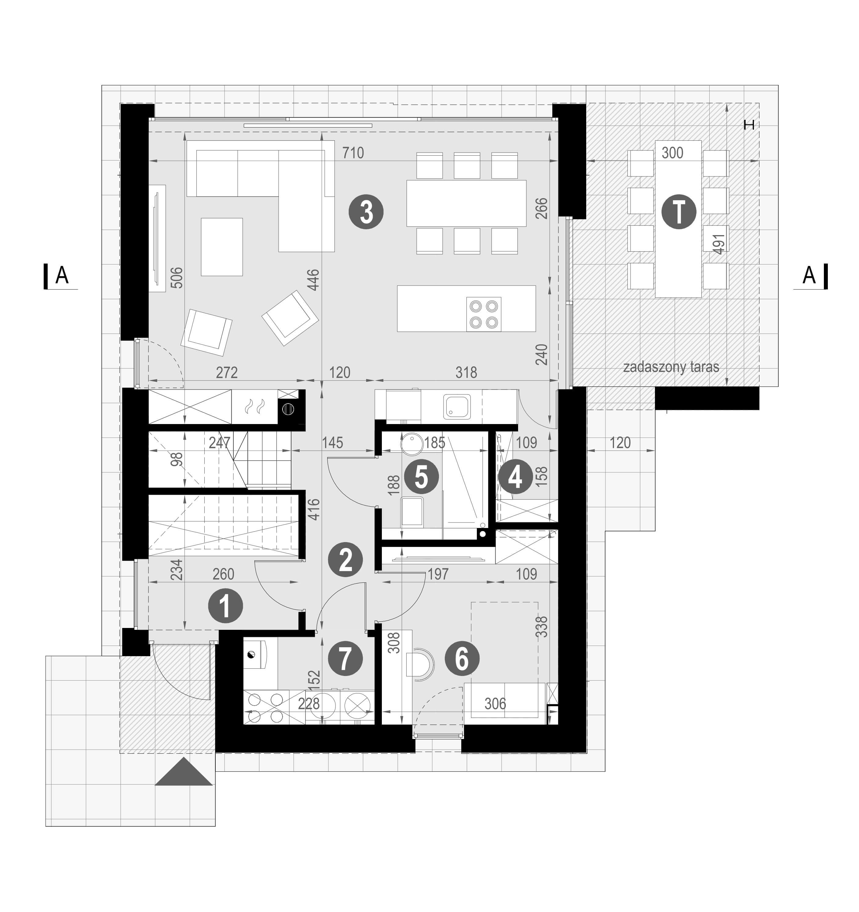 Projekt domu 120m2 homekoncept 100 wariant 01 - widok parteru.