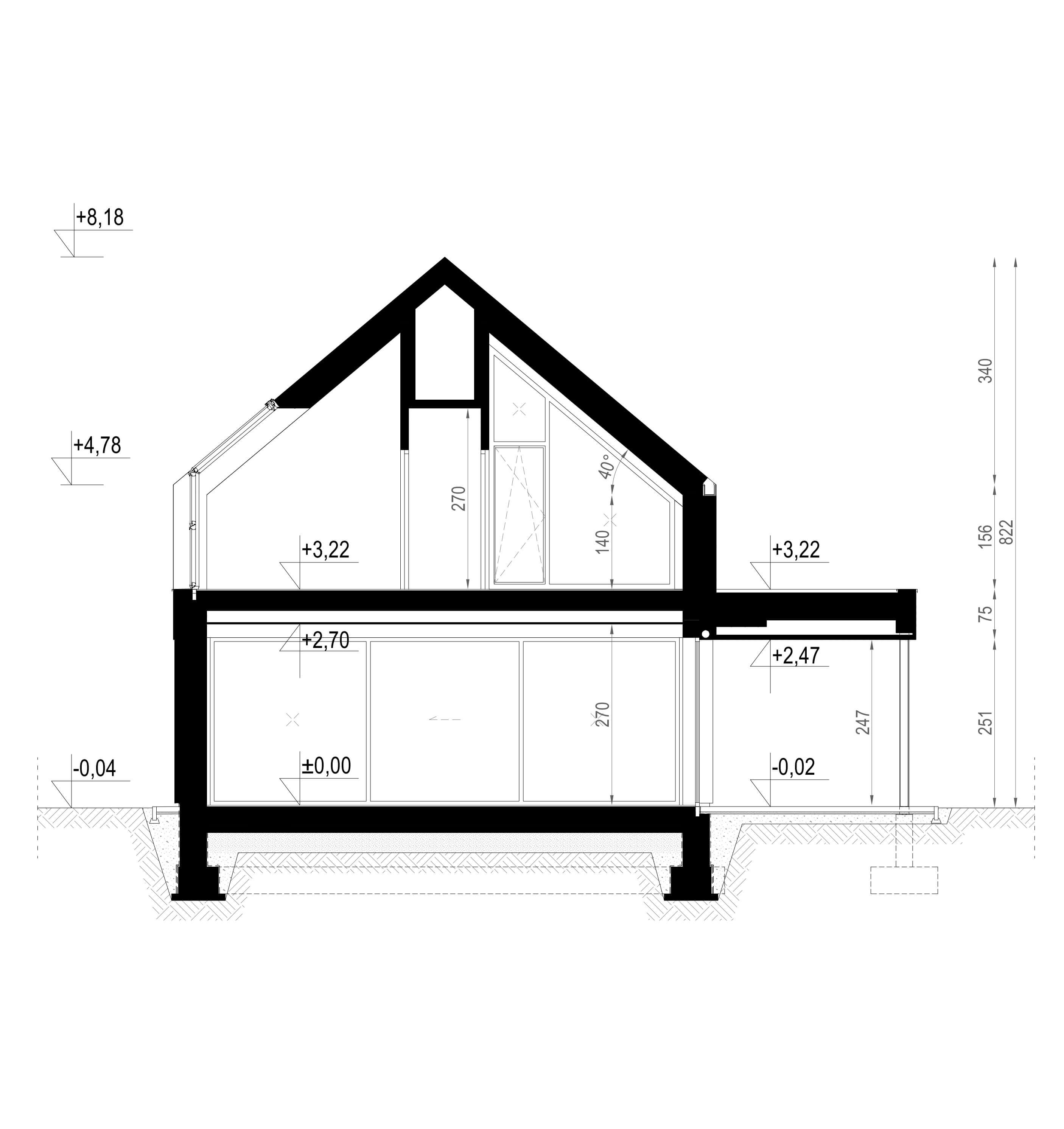 Projekt domu 120m2 homekoncept 100 wariant 01 - wymiary budynku wraz z wysokością.