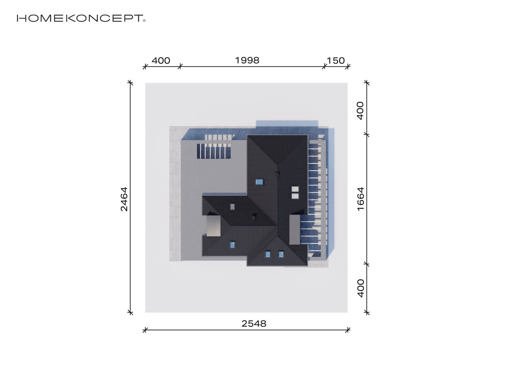 Projekt domu 200m2 homekoncept 98 - usytuowanie budynku na działce.