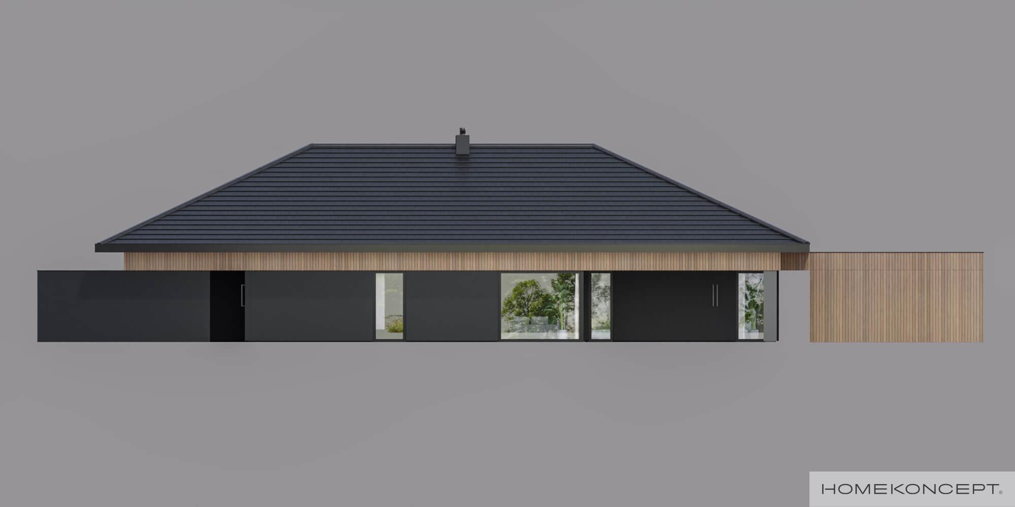 Projekt domu parterowego homekoncept 104 - widok ściany bocznej.