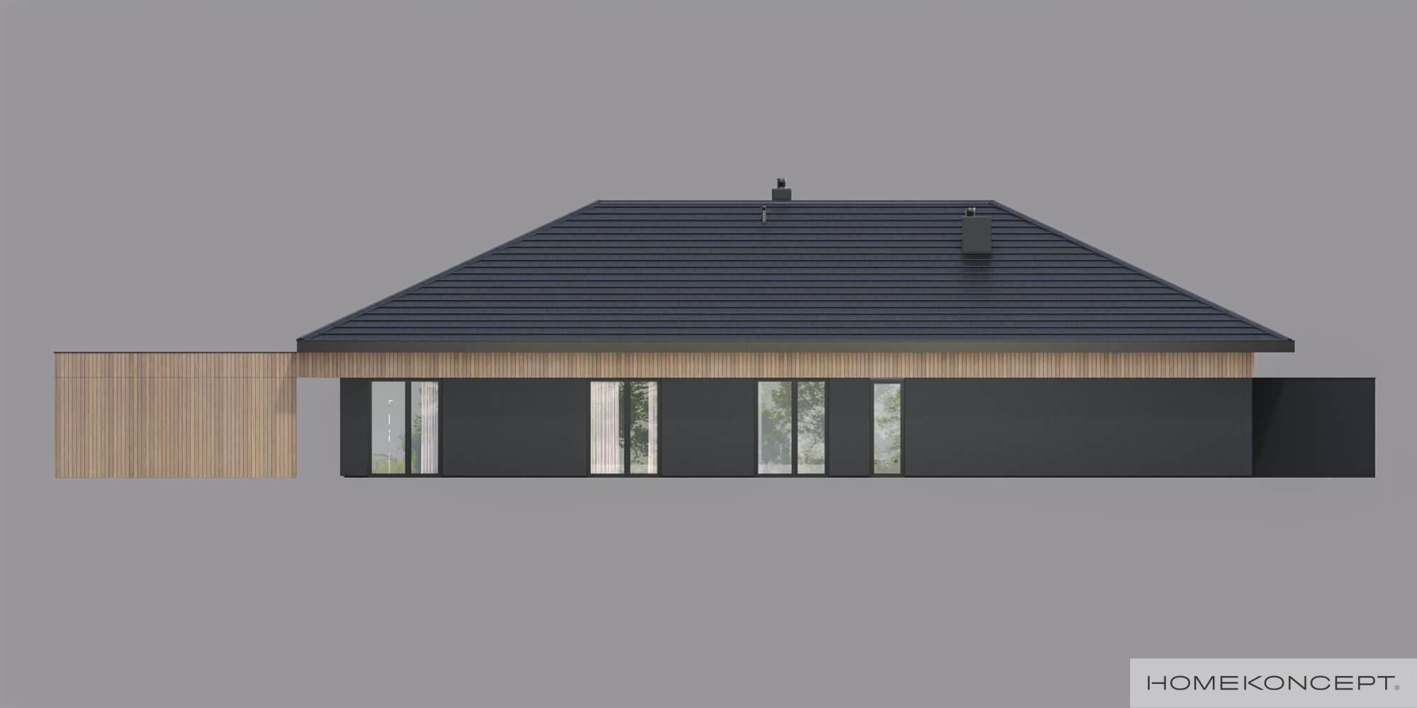 Projekt domu parterowego homekoncept 104 - widok elewacji bocznej domu.