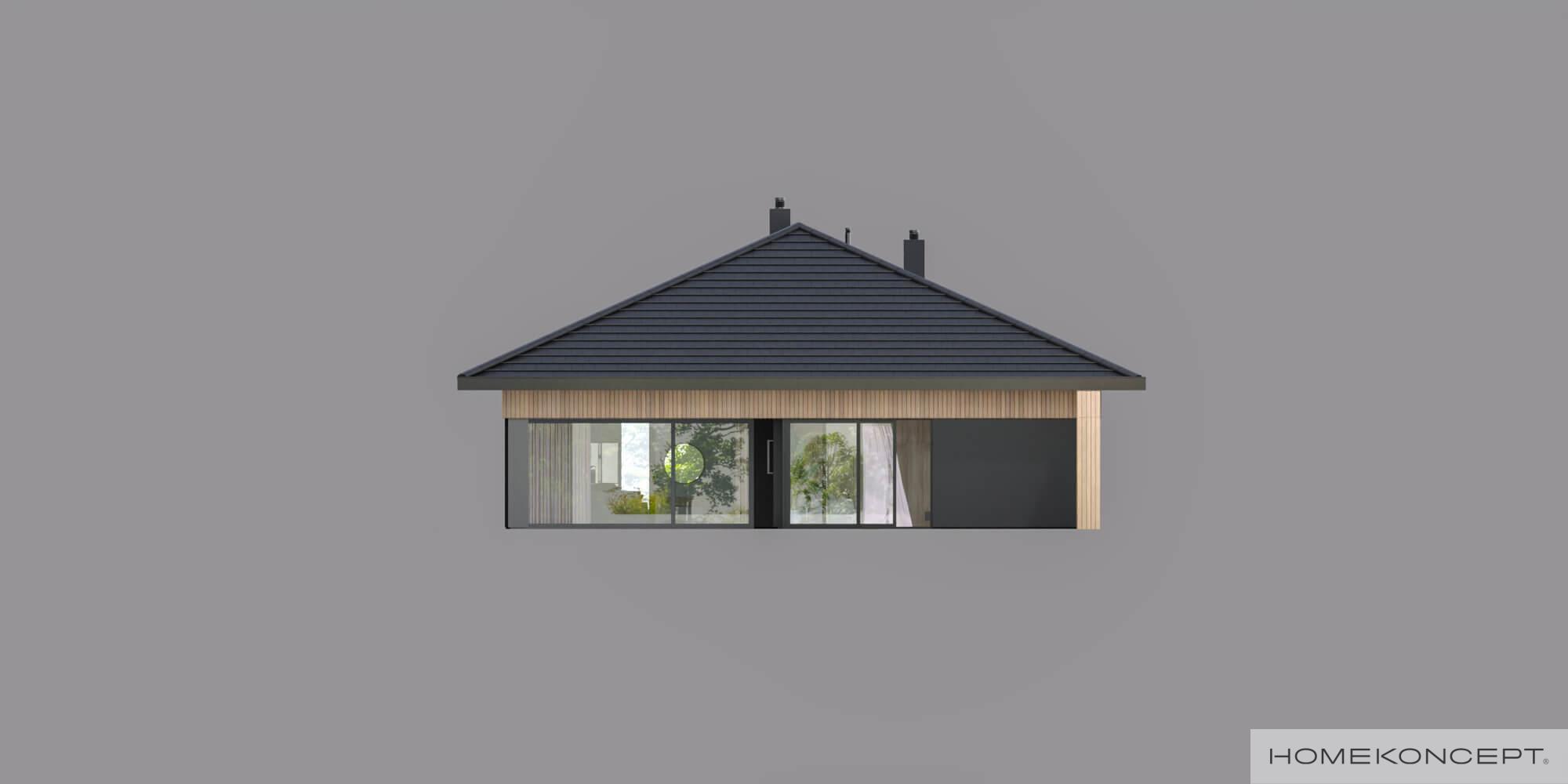 Projekt domu 150m2 homekoncept 104 - widok elewacji ogrodowej.