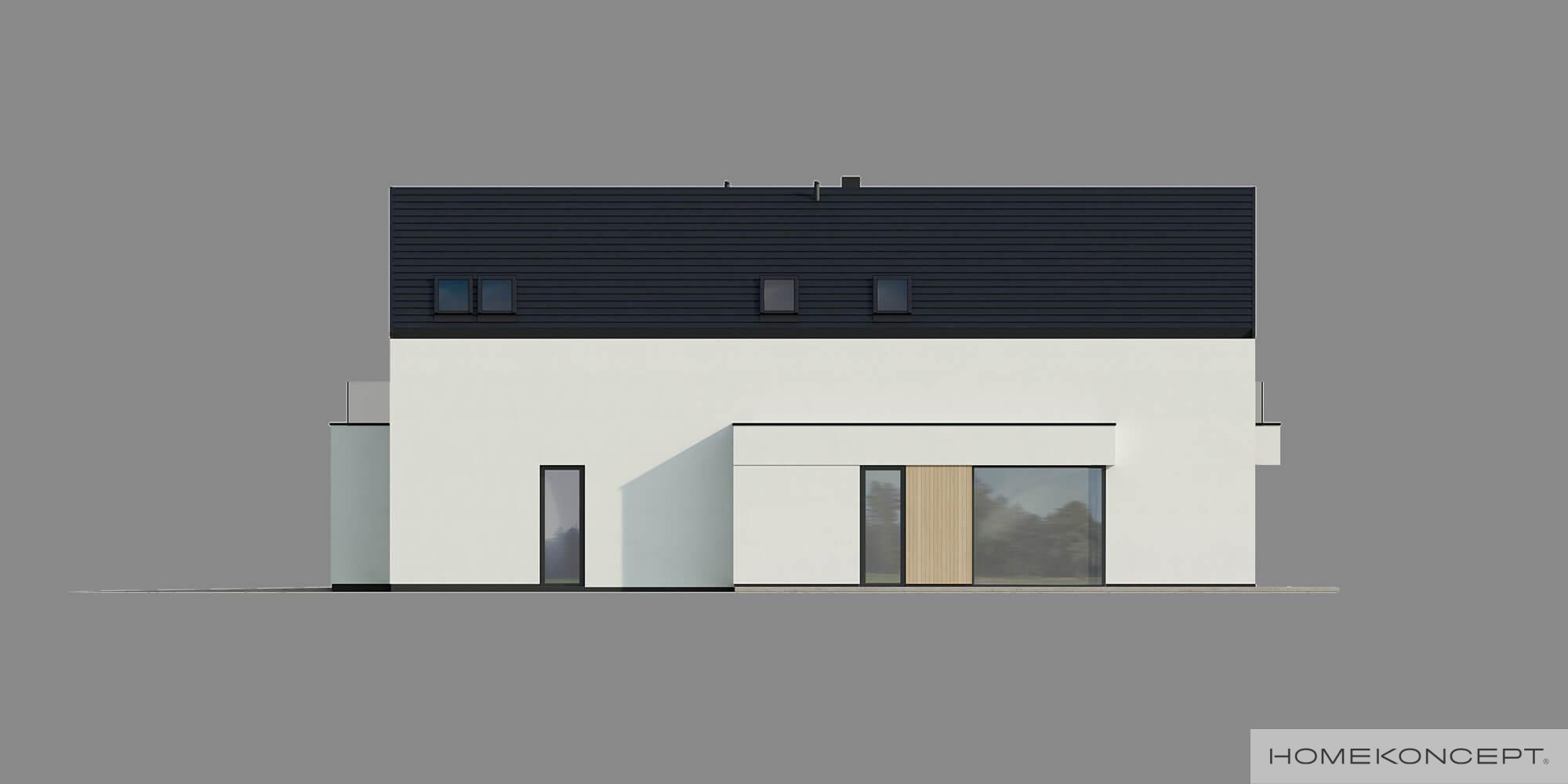 Projekt domu z garażem homekoncept 103 - widok na ścianę boczną.