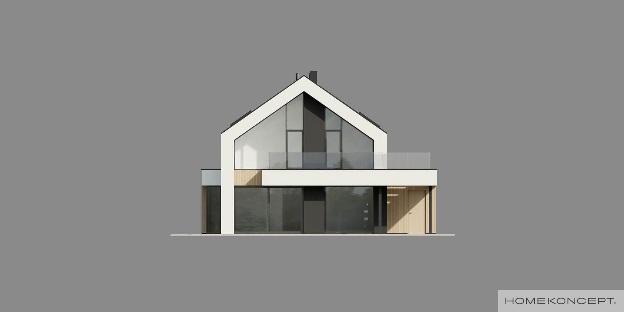 Projekt domu z poddaszem homekoncept 103 - widok strony ogrodowej.