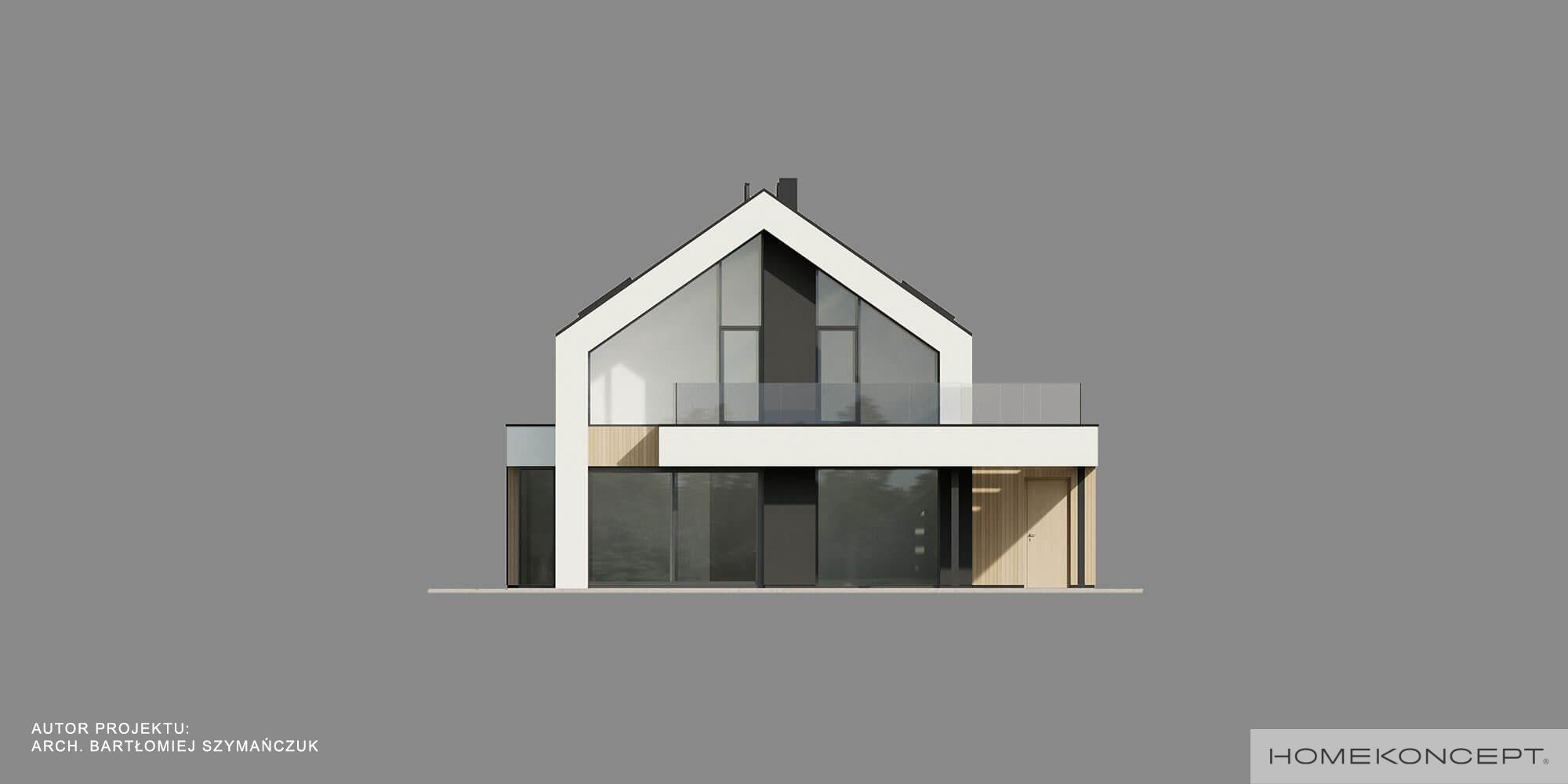 Projekt domu z garażem homekoncept 103 - elewacja ogrodowa z oknami.