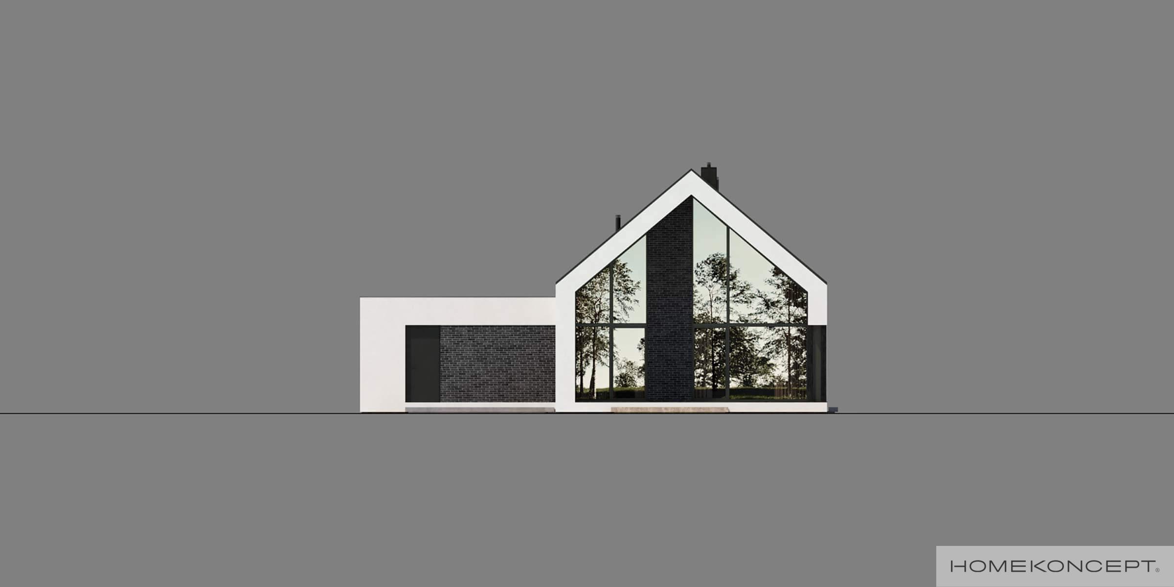 Projekt domu 120m2 homekoncept 117 g2 - widok elewacji ogrodowej.