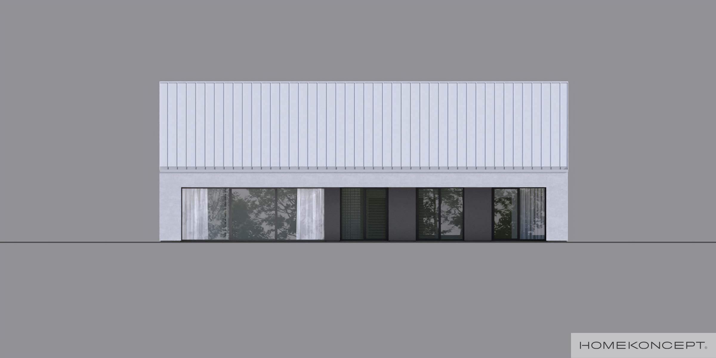 Nowoczesna stodoła projekt homekoncept 120 - widok na elewację boczną.