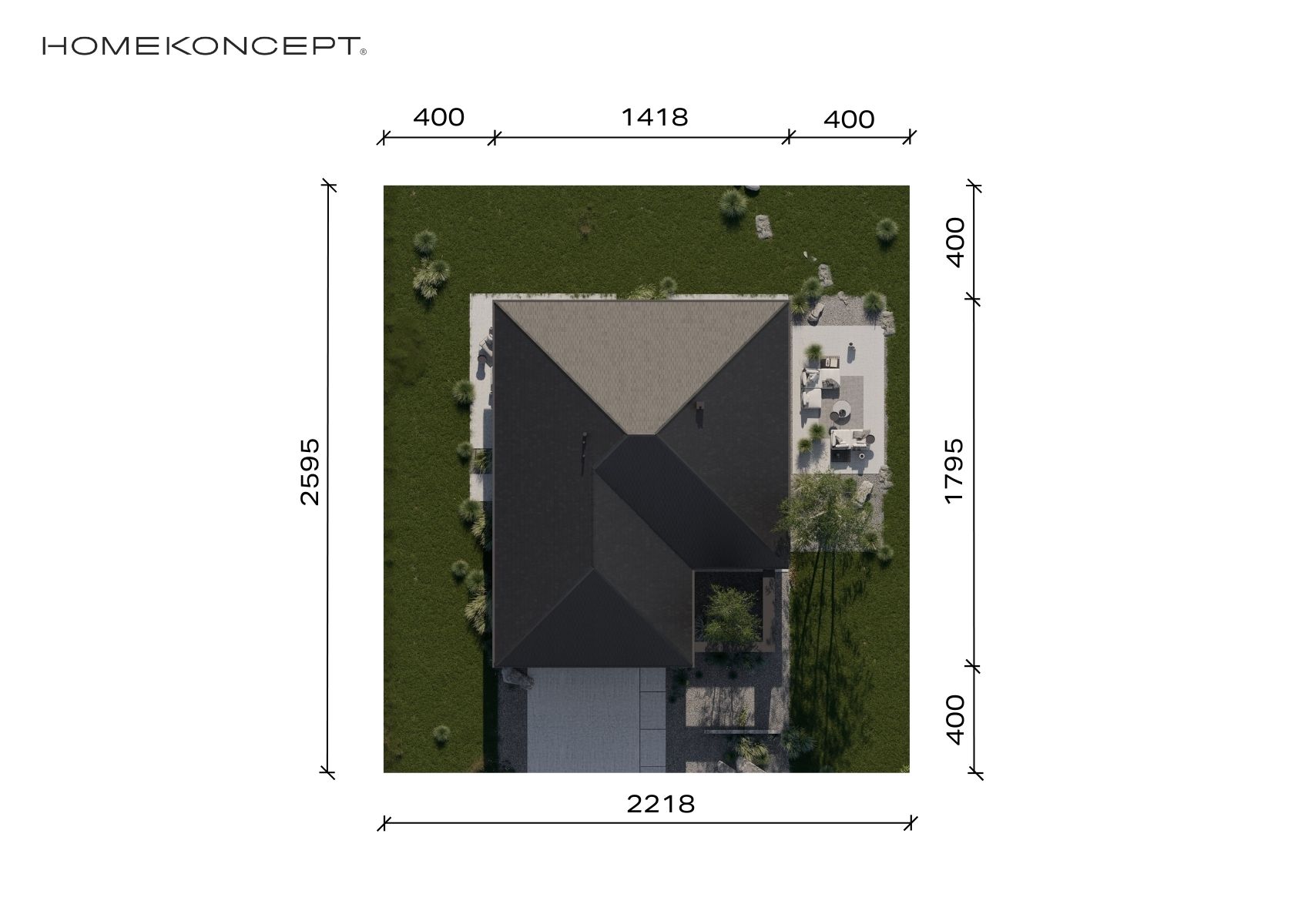 Projekt domu 130m2 homekoncept 133 - zagospodarowanie terenu.