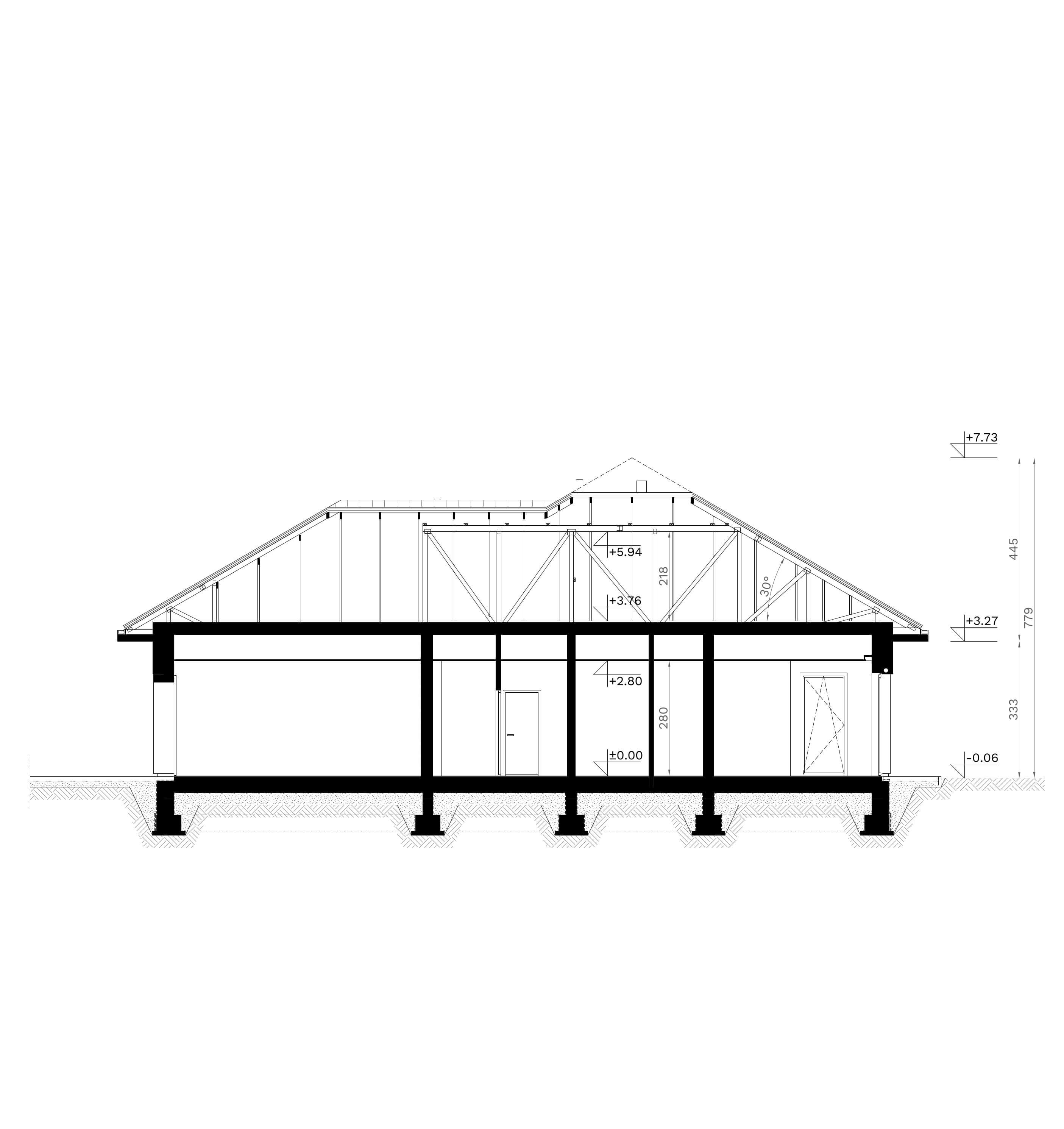 Projekt domu parterowego 130m2 homekoncept 133 - wysokość budynku.
