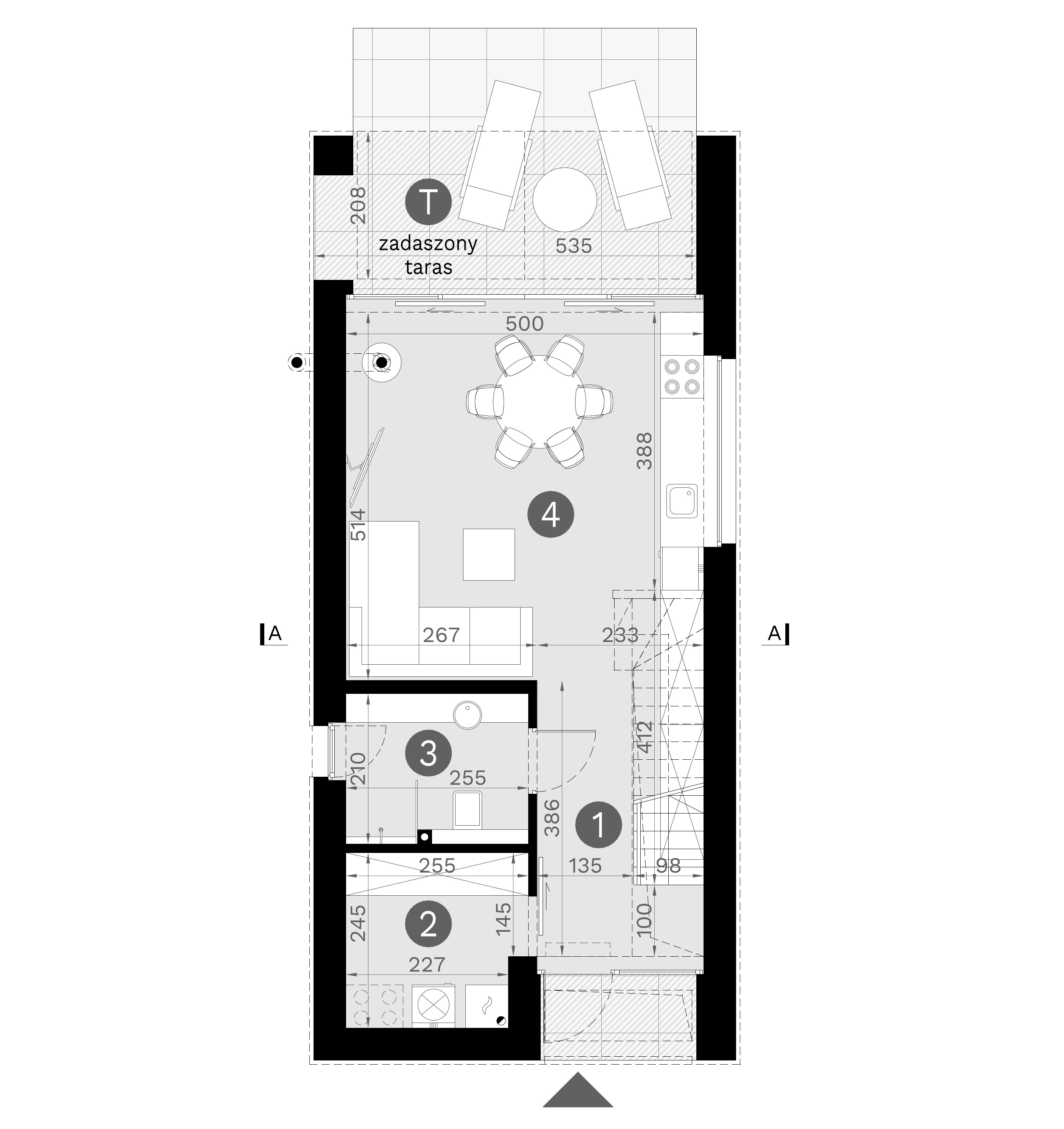 Projekt małego domu homekoncept 129 - pomieszczenia na parterze.