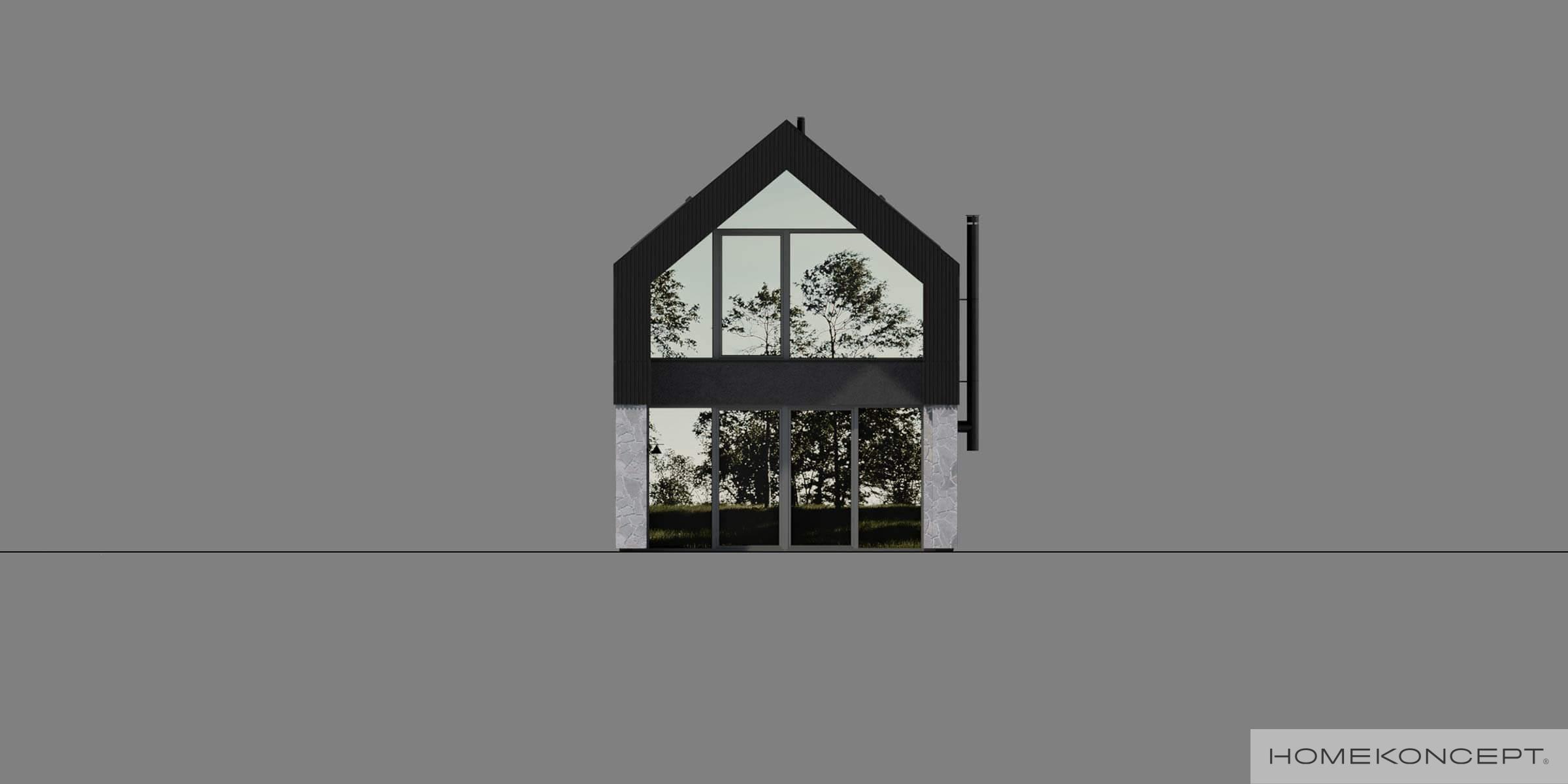 Projekt małego domu homekoncept 129 - strefa ogrodowa budynku.