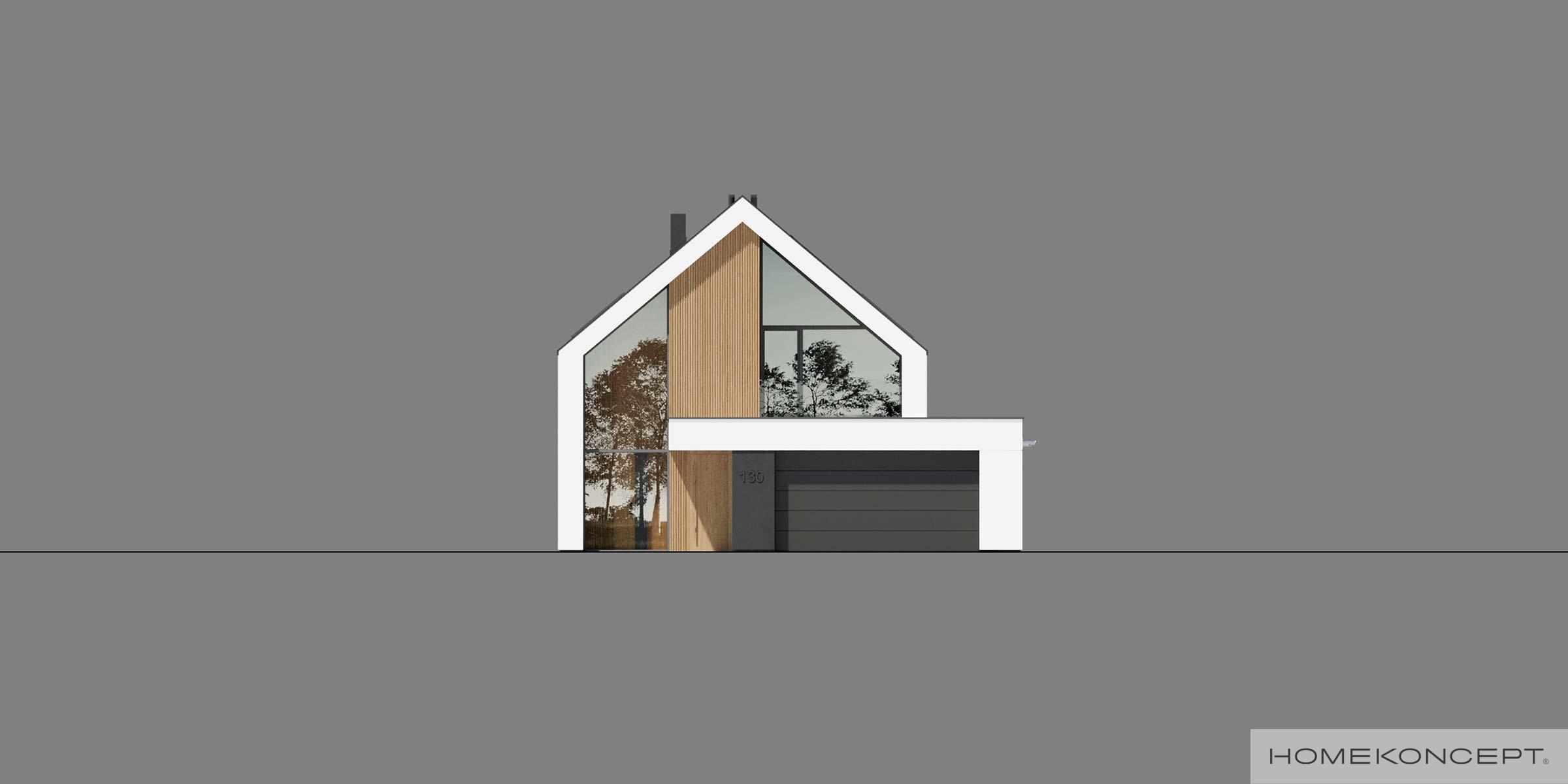Nowoczesna stodoła projekt homekoncept 130 - widok na front.