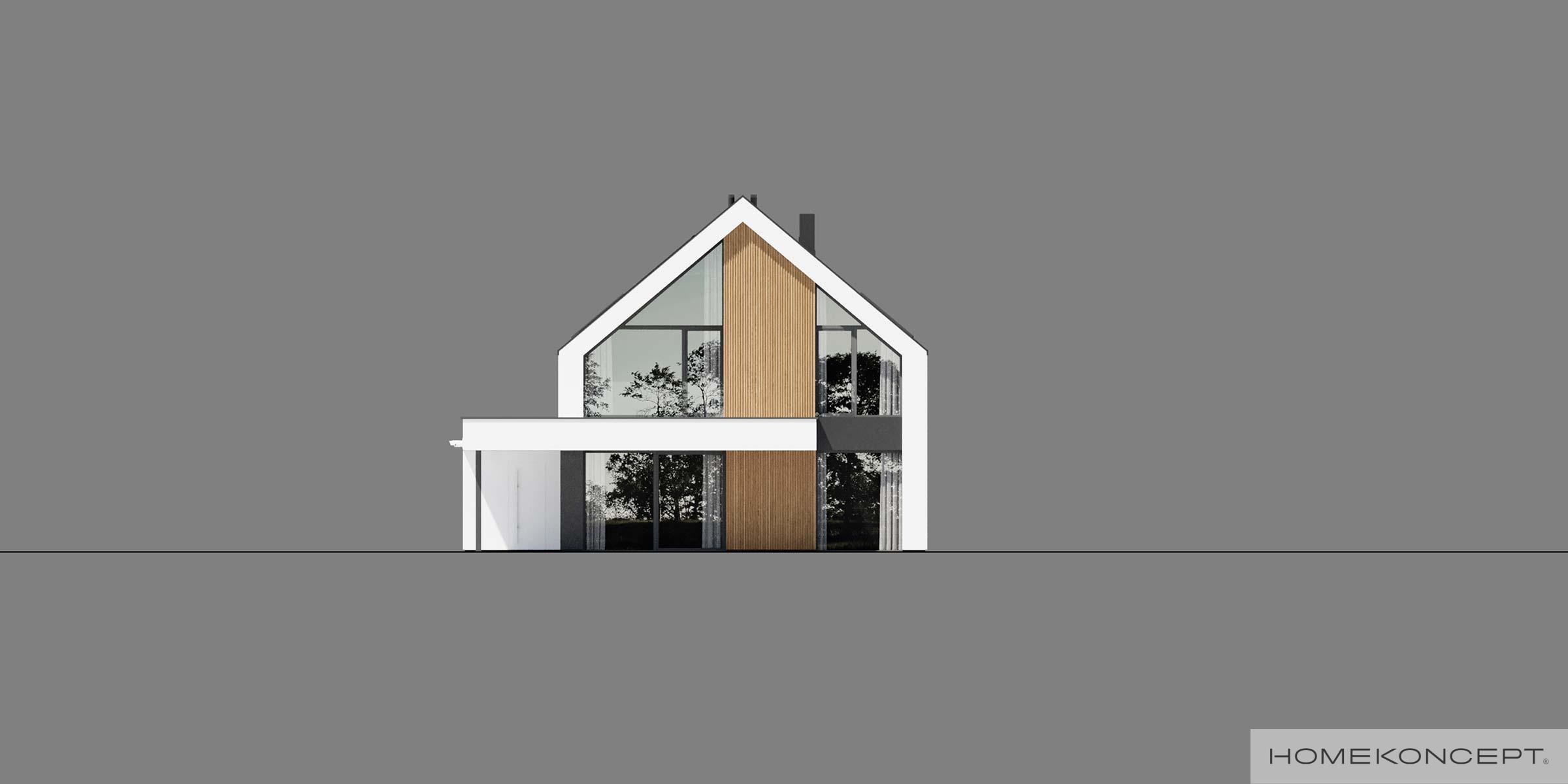 Nowoczesna stodoła projekt homekoncept 130 - widok strefy ogrodowej.