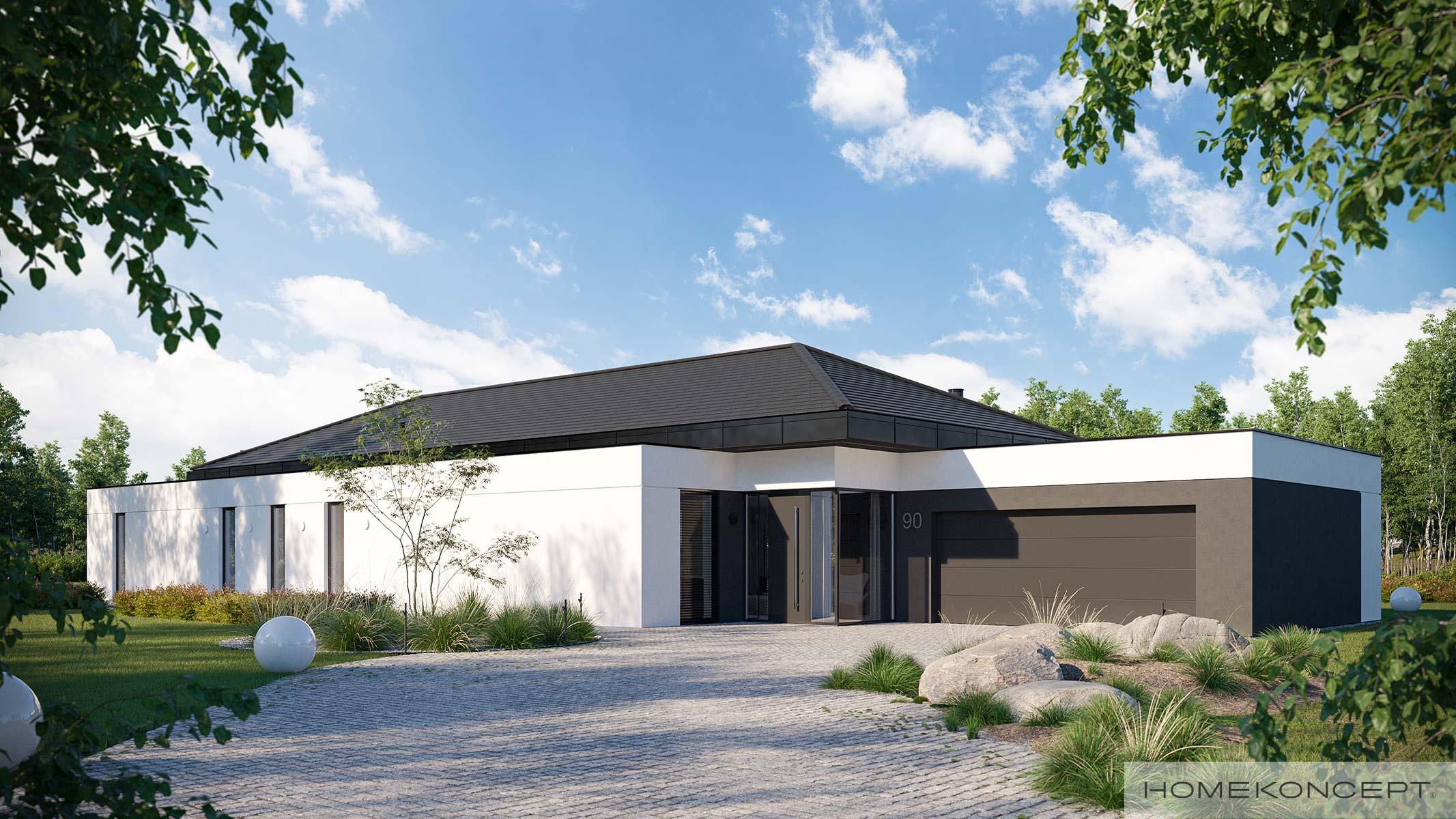 Projekt domu parterowego homekoncept 90 - widok strefy wejściowej.