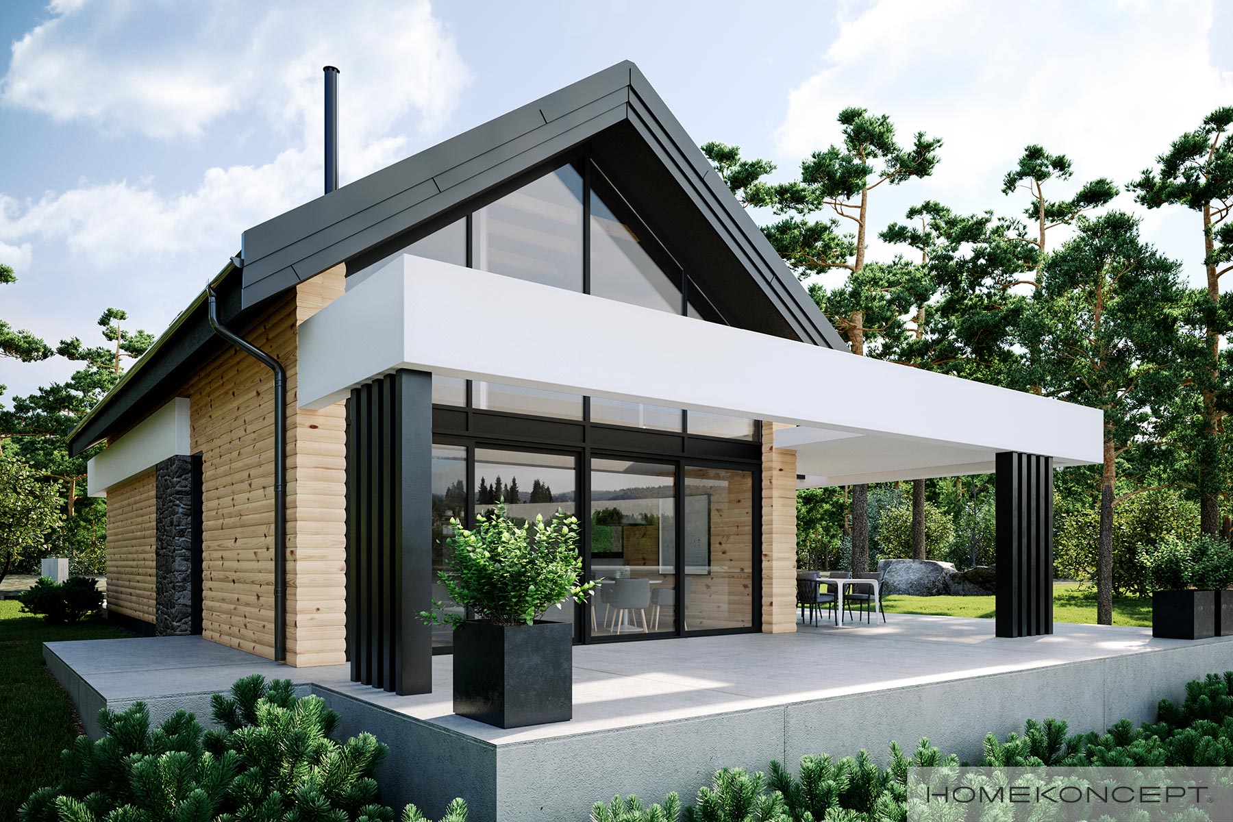 Projekt domu z poddaszem użytkowym - gotowy projekt z dwukondygnacyjnym oknem - HOMEKONCEPT 66