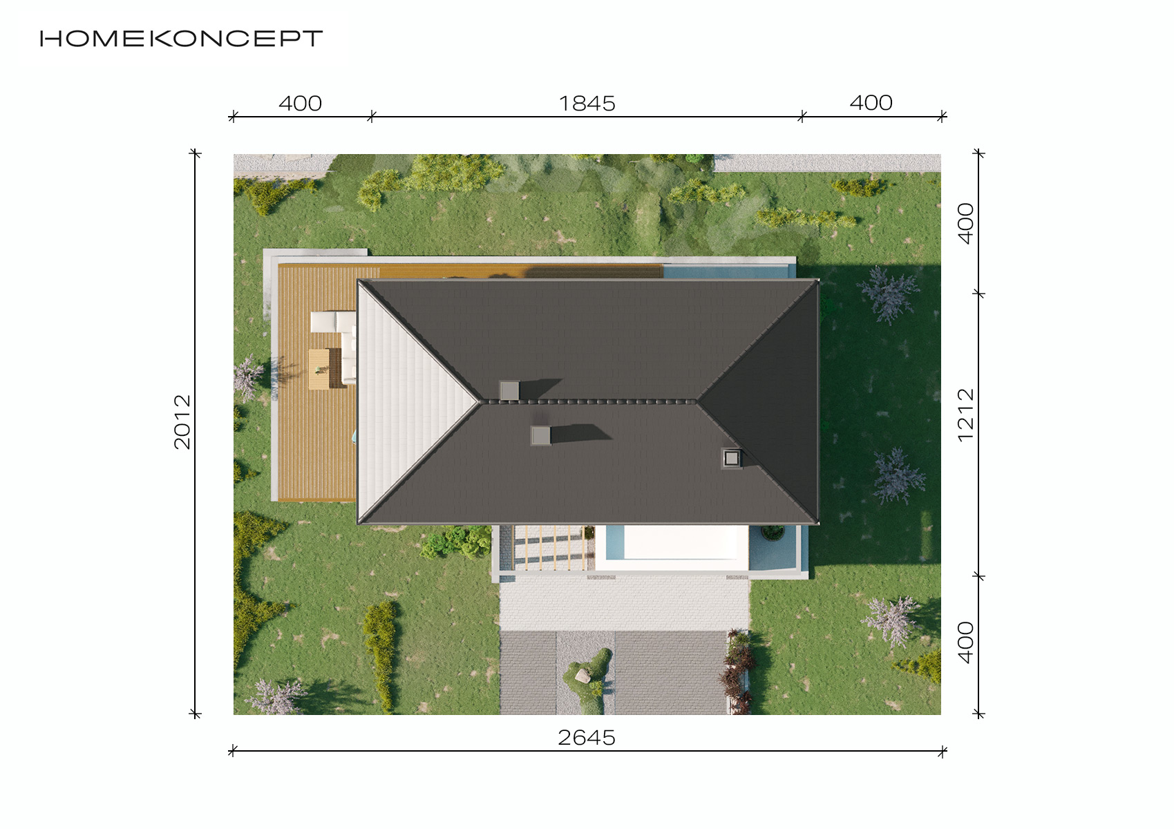 Nowoczesna parterówka z dachem czterospadowym – gotowy projekt domu HOMEKONCEPT 69