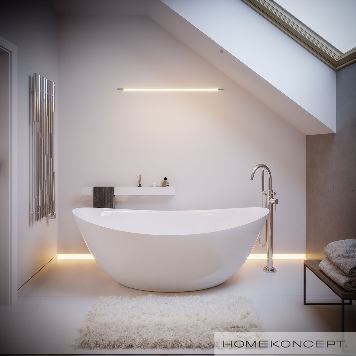 Skandynawski minimalizm w łazience z projektu HOMEKONCEPT 77 - styl skandynawski we wnętrzu
