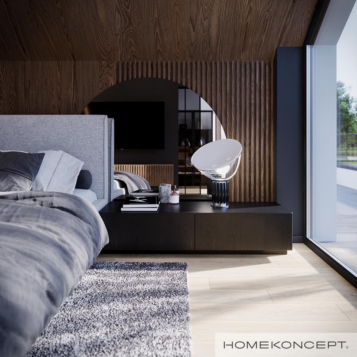 Aranżacja małej sypialni z wykorzystaniem lustra - gotowy projekt domu HOMEKONCEPT 79