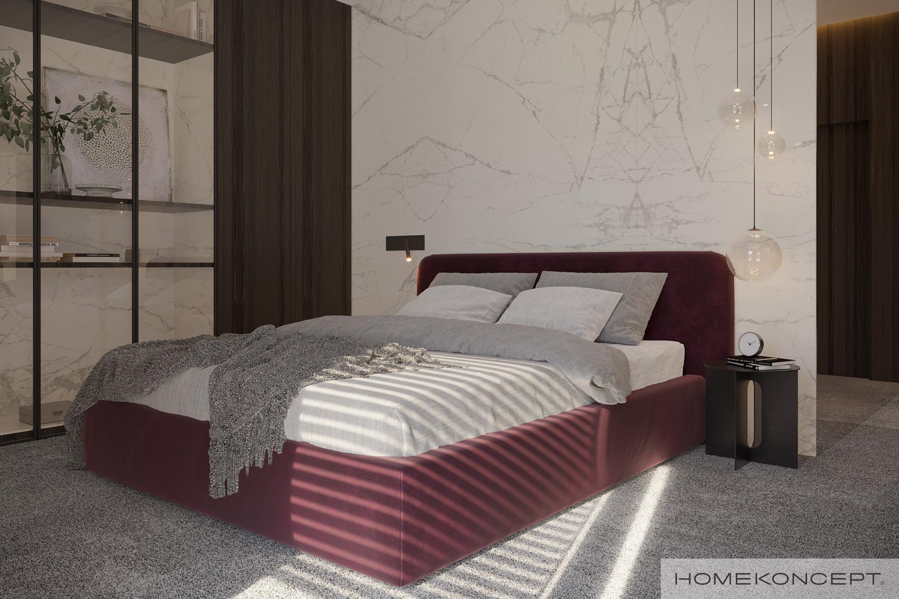 Duże i wygodne łóżko w nowoczesnej sypialni HOMEKONCEPT 90