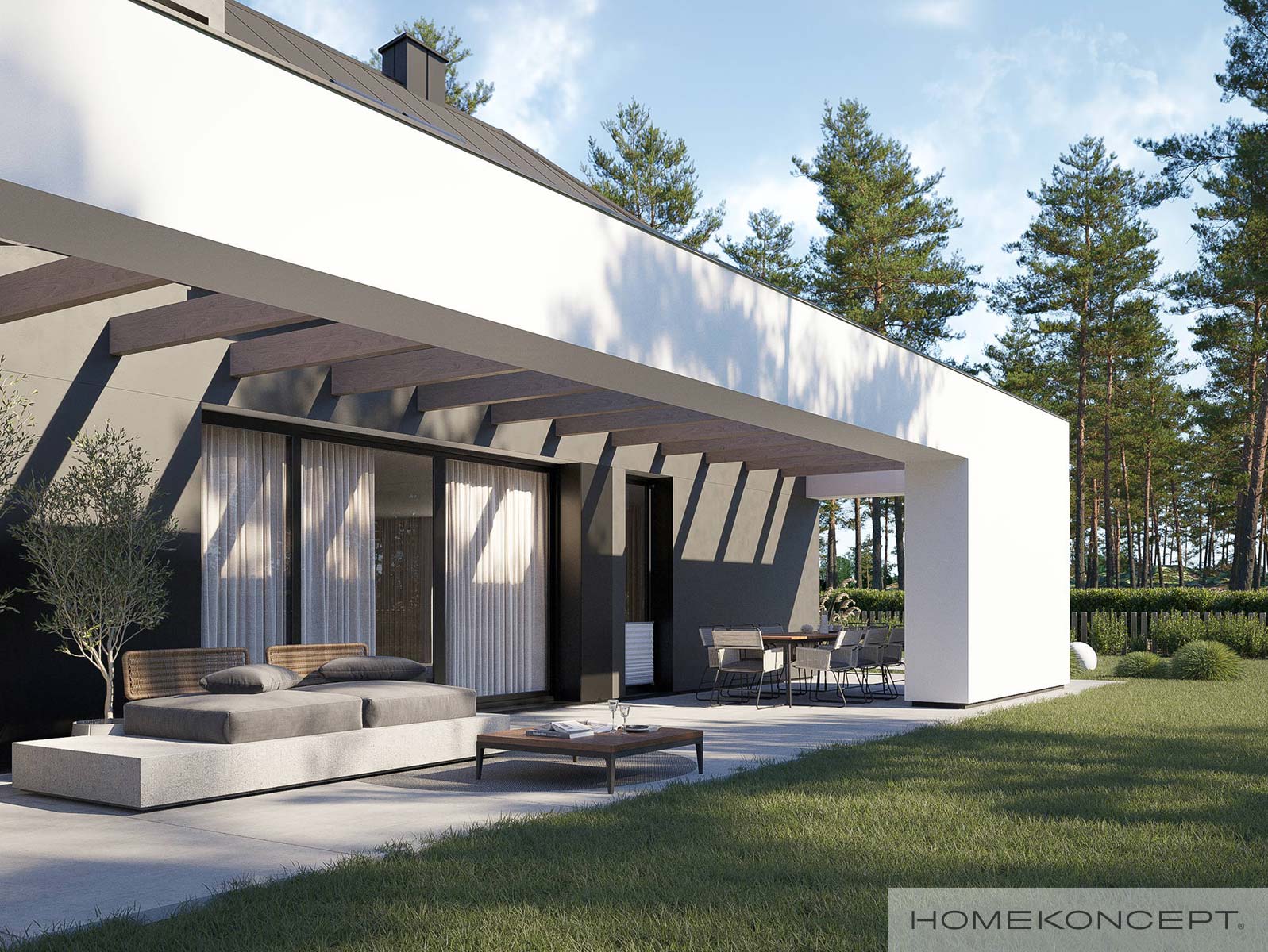 Projekt domu jednorodzinnego homekoncept 98 - widok na drzwi tarasowe hs.