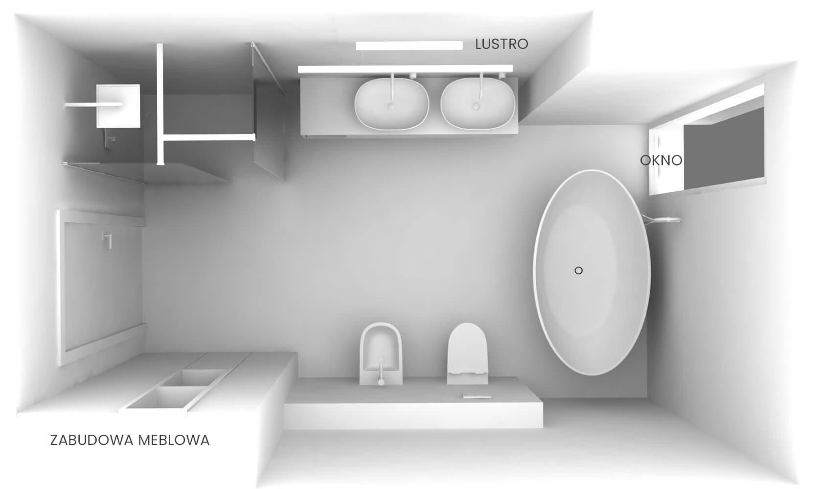 Aranżacja nowoczesnej łazienki – rzut z rozmieszczeniem urządzeń sanitarnych - HomeKONCEPT.shop