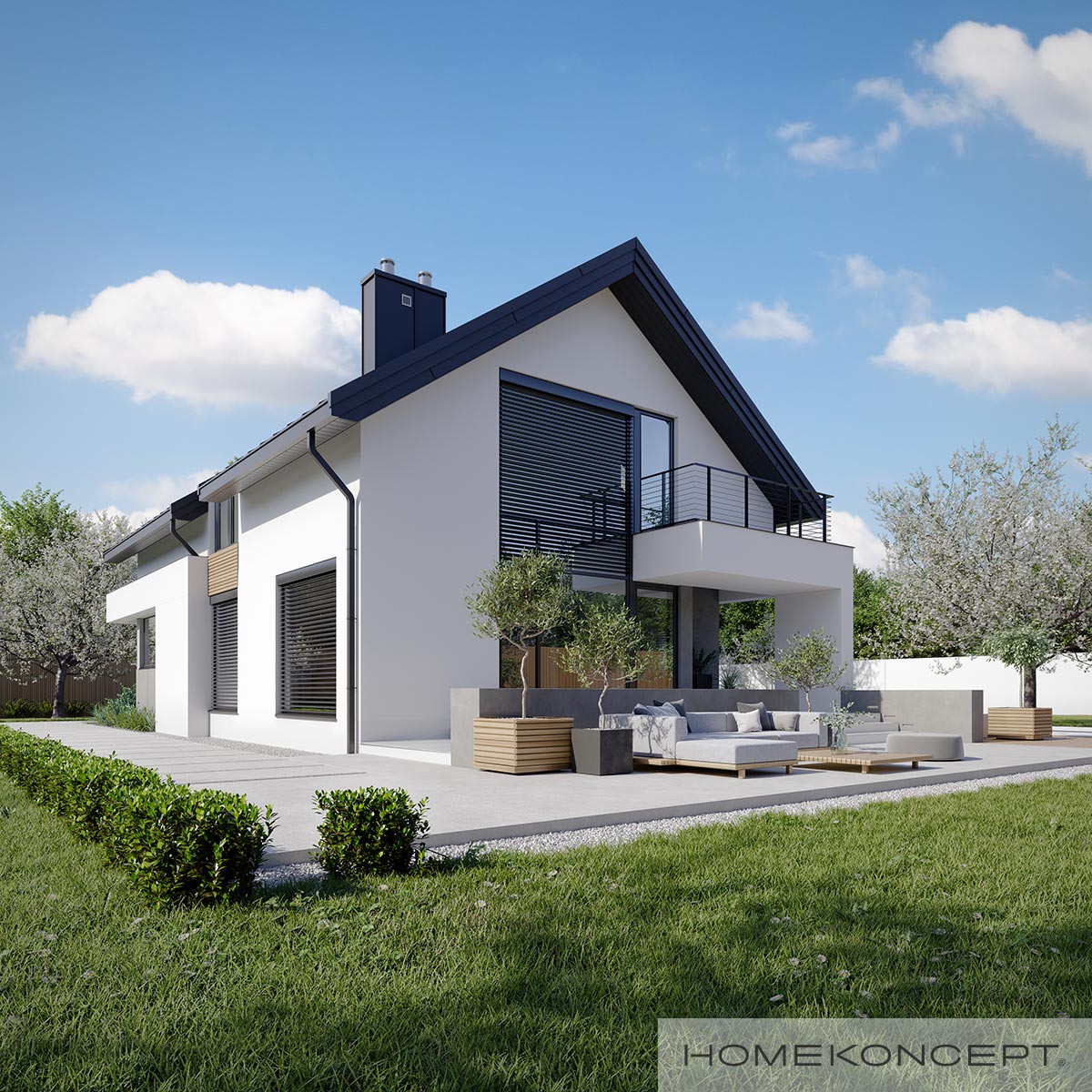 Nowoczesny projekt domu z dwuspadowym dachem - HOMEKONCEPT 02 EN