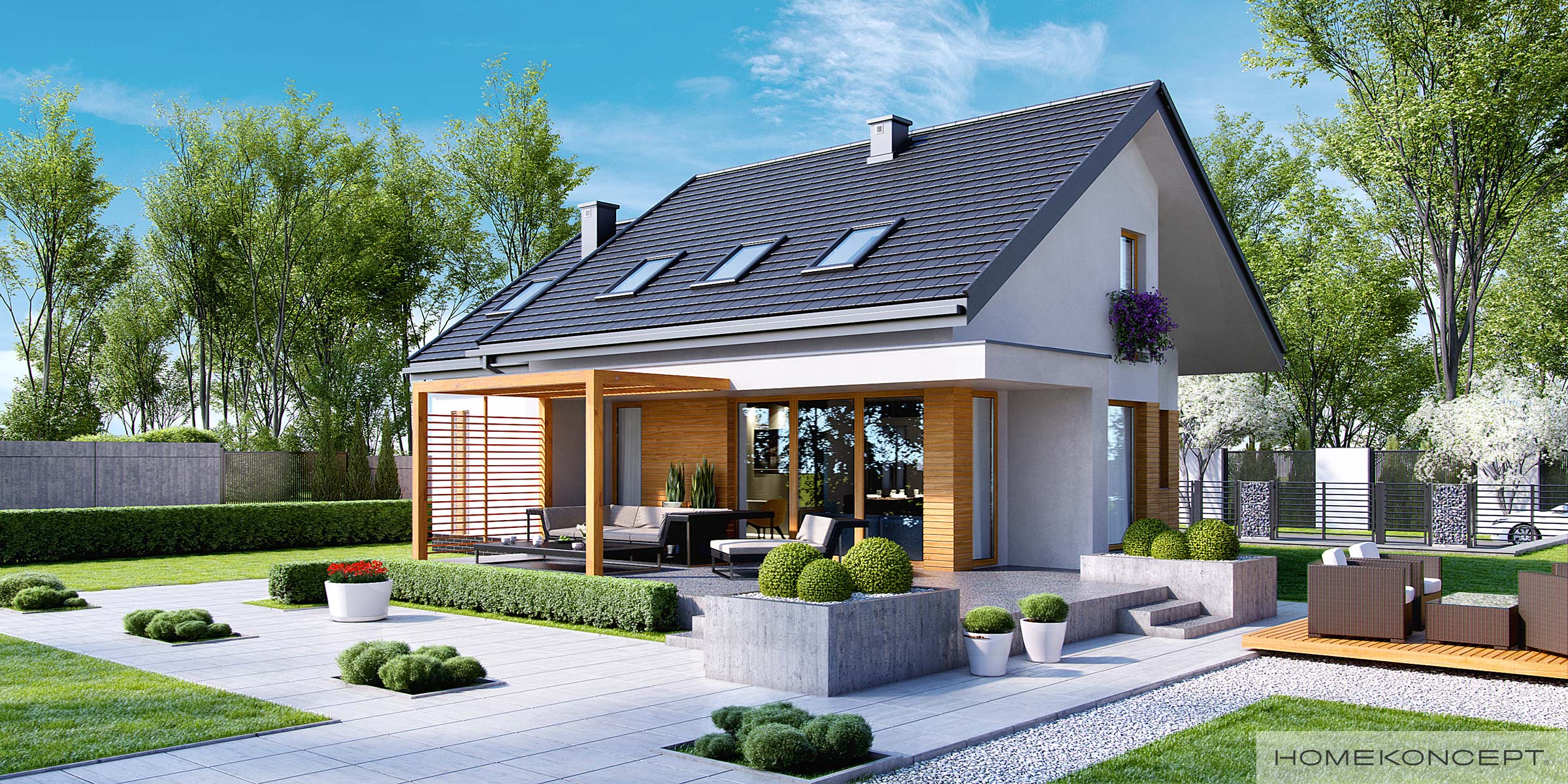 Słoneczny taras w nowoczesnym domu HOMEKONCEPT 23