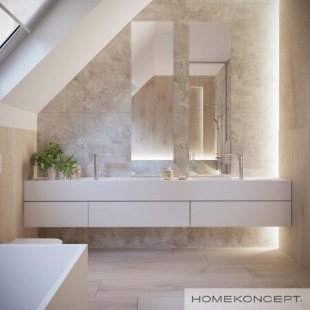 Projekt domu 130 m2 homekoncept 100 g2 - widok na jasną łazienkę na poddaszu.