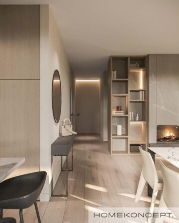 Projekt domu 150m2 homekoncept 104 - widok na meble w salonie.