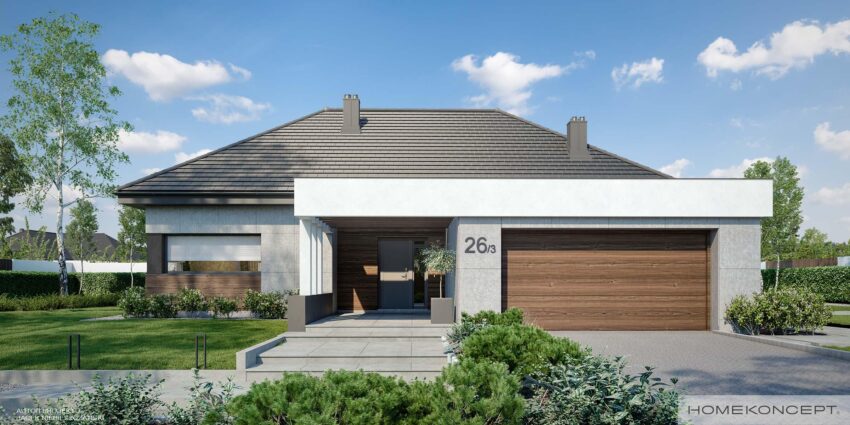 Projekt nowoczesnego domu HOMEKONCEPT 26 wariant 3 z garażem