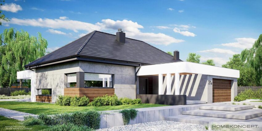 Gotowy projekt domu homekoncept 31 wariant 03 - parterowy budynek mieszkalny.