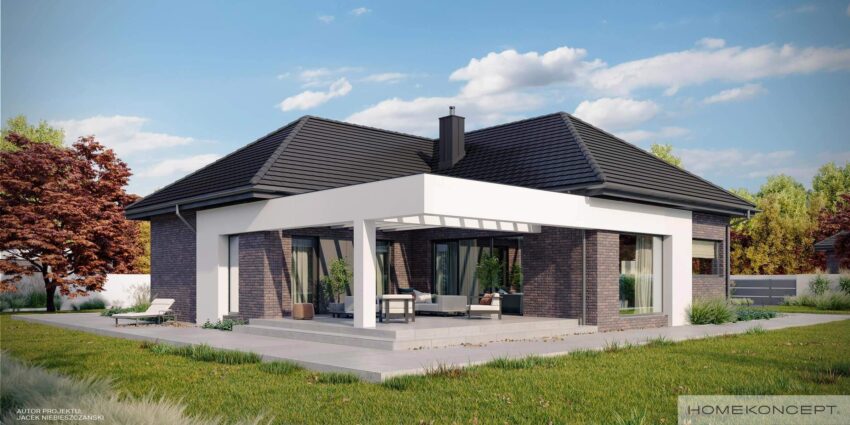 Projekt domu 130 m2 homekoncept 32 - widok na meble ogrodowe.