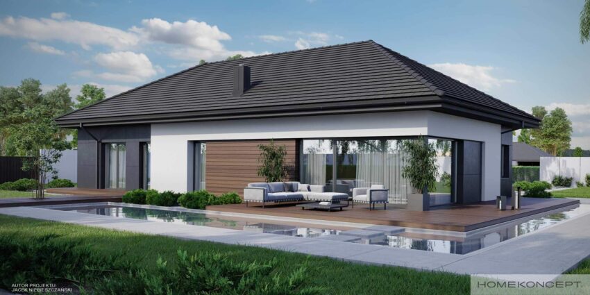 Gotowy projekt domu homekoncept 36 wariant 02 - nowoczesny dom parterowy z tarasem.