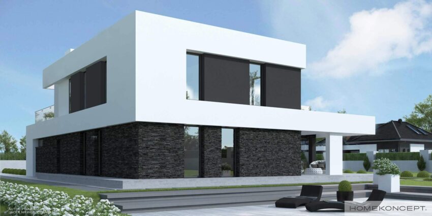 Dom piętrowy homekoncept 41 - dom w stylu modernistycznym.