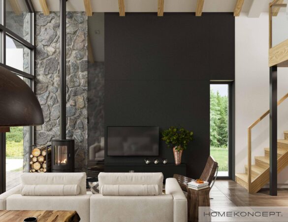 Przytulny salon w projekcie małego domu HOMEKONCEPT 65 A