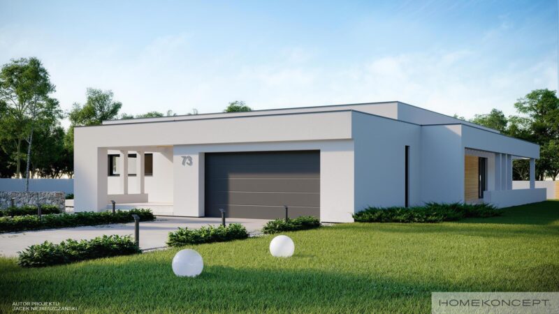 Projekt domu z płaskim dachem homekoncept 73 - widok na garaż.