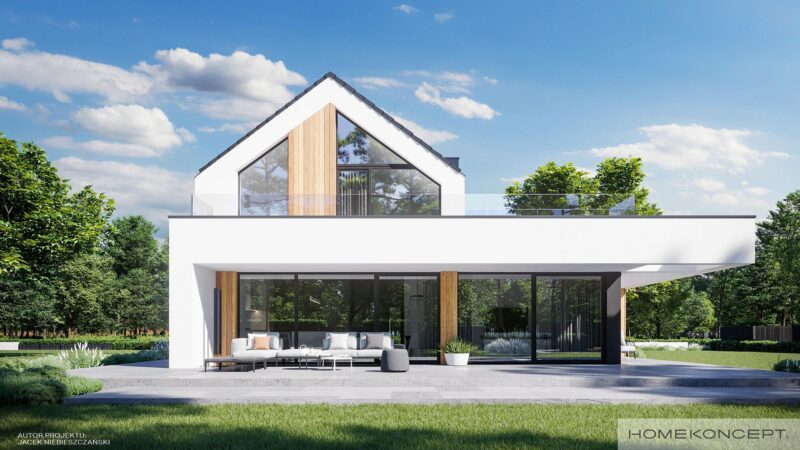 Gotowy projekt domu HOMEKONCEPT 79 z ozdobnym belkowaniem w nowoczesnym stylu