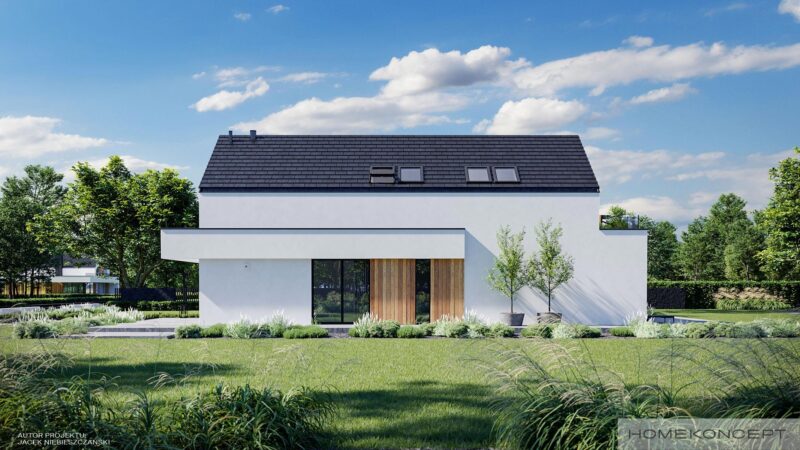 Elewacja boczna w projekcie domu dla minimalisty – nowoczesny HOMEKONCEPT 79
